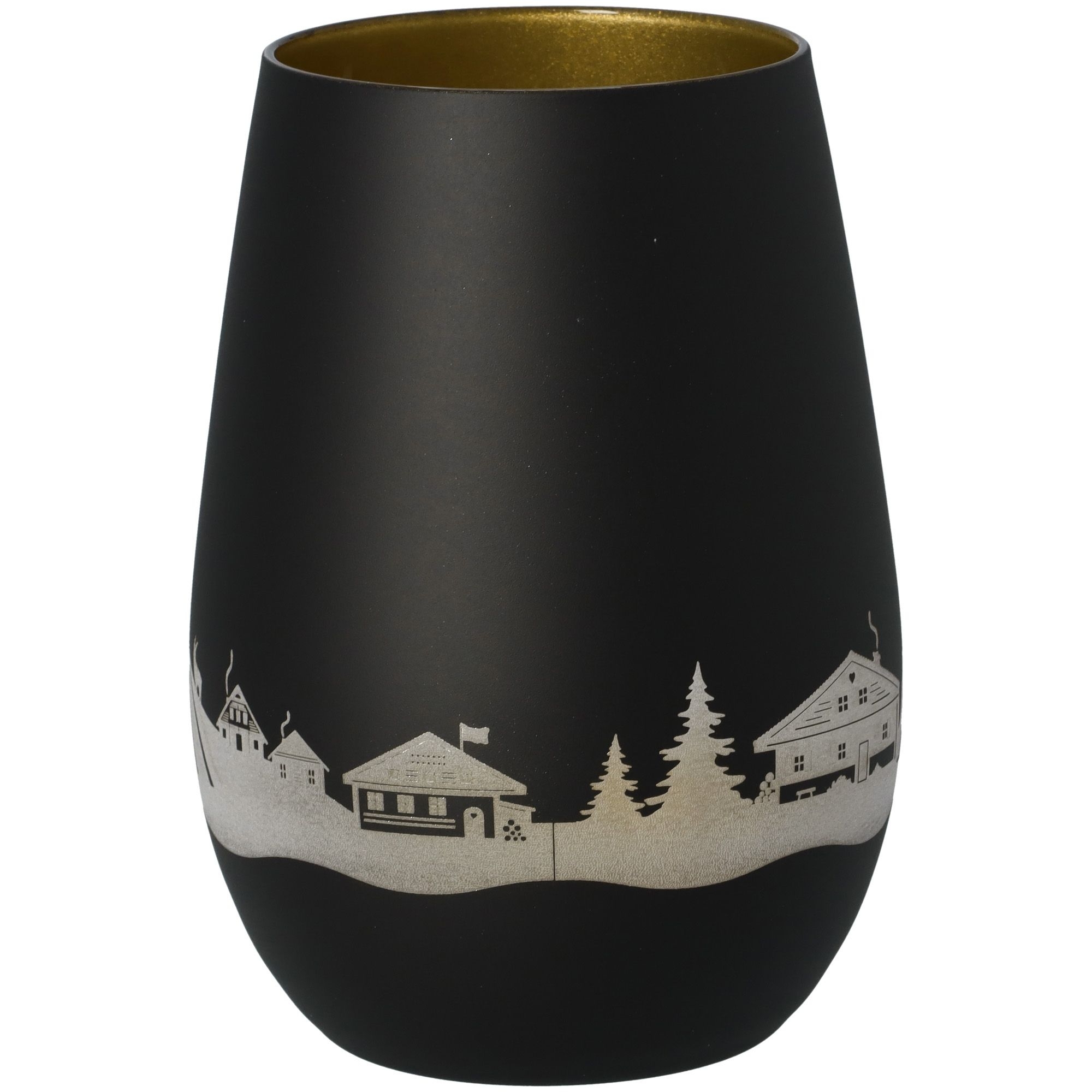Windlicht Skyline Oberstdorf Schwarz/Gold Töpferei, Krug, Vase, Tasse