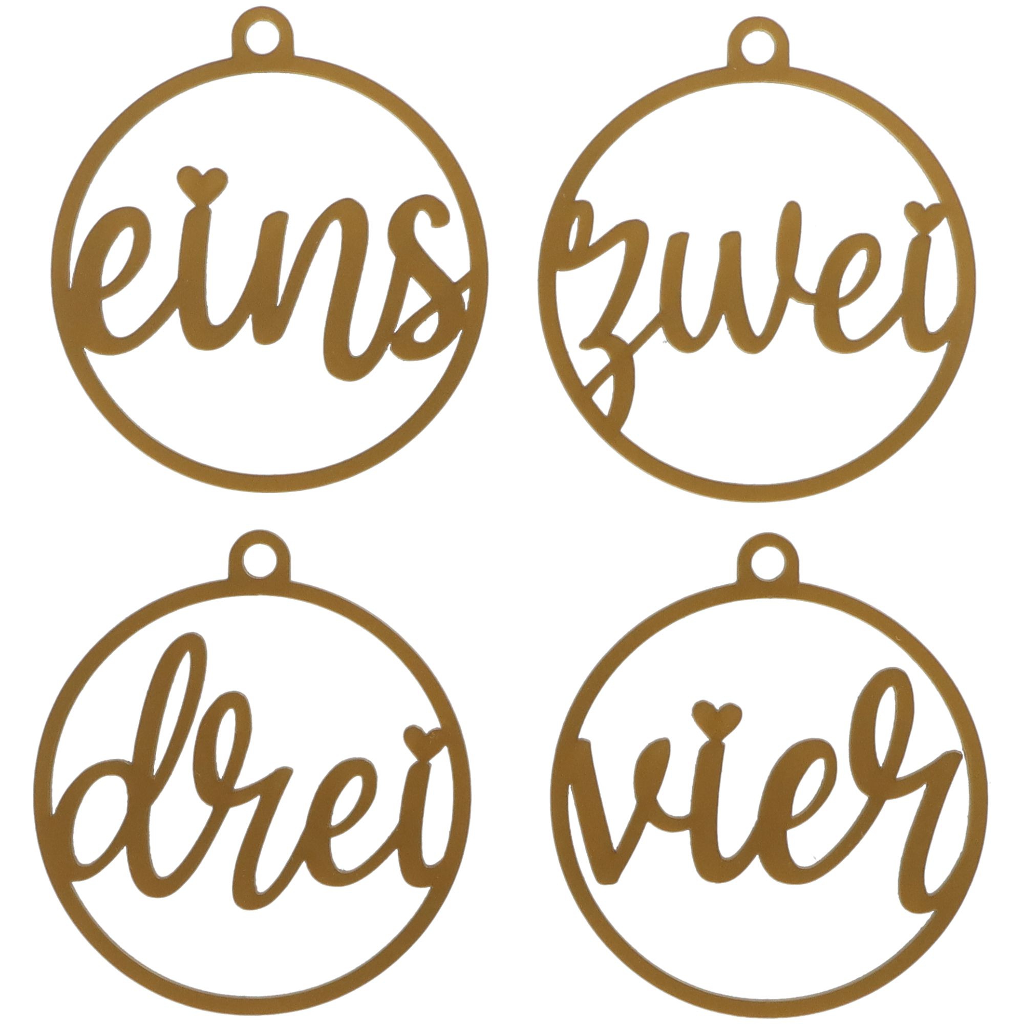 Adventskranz Anhänger Zahlen Rund 1-4 Acryl Gold 5,5cm Adventskranz Anhänger Zahlen Rund 1-4 Acryl Gold 5,5cm