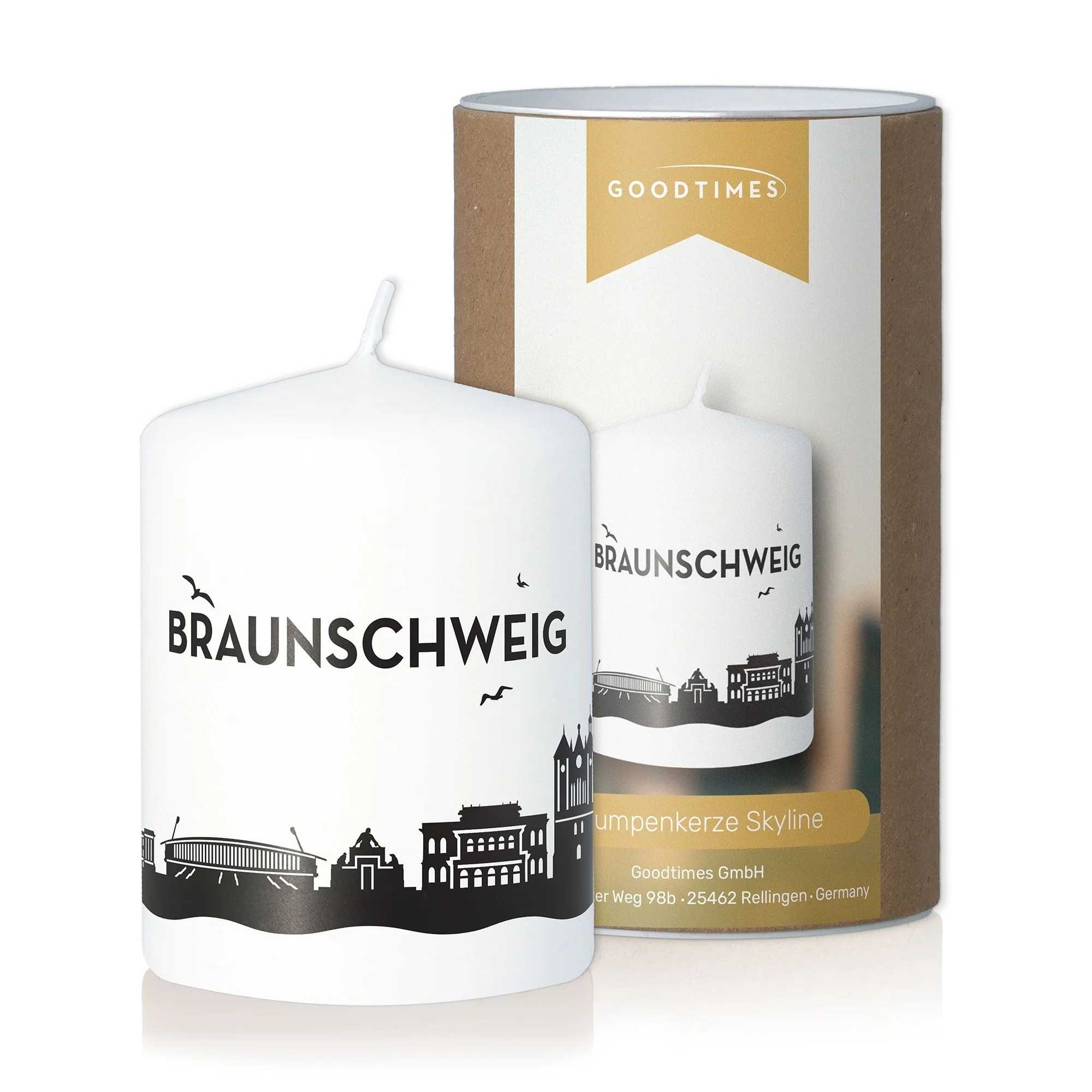 Leuchtdatum, Stumpenkerze, Skylinelook, Braunschweig, White candle