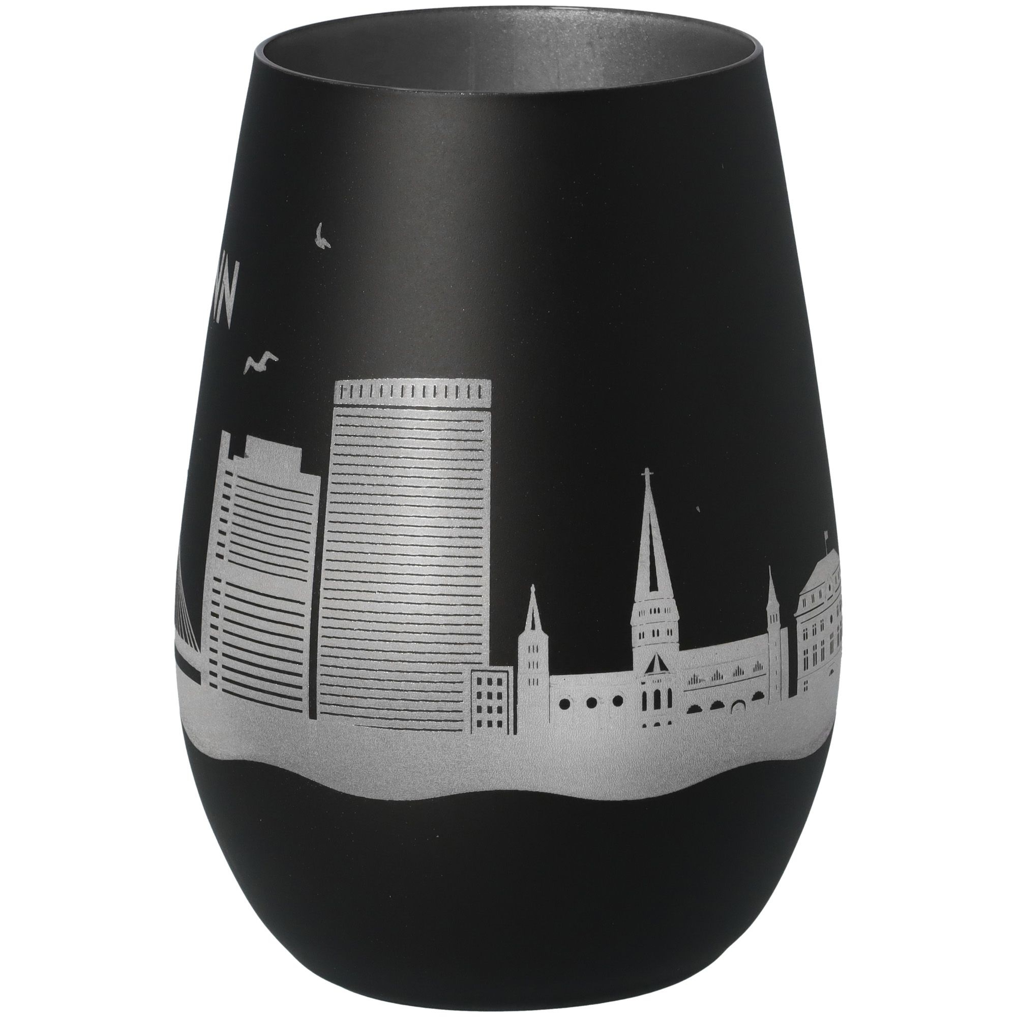 Windlicht Skyline Bonn Schwarz/Silber Töpferei, Glas, Vase, Lampe