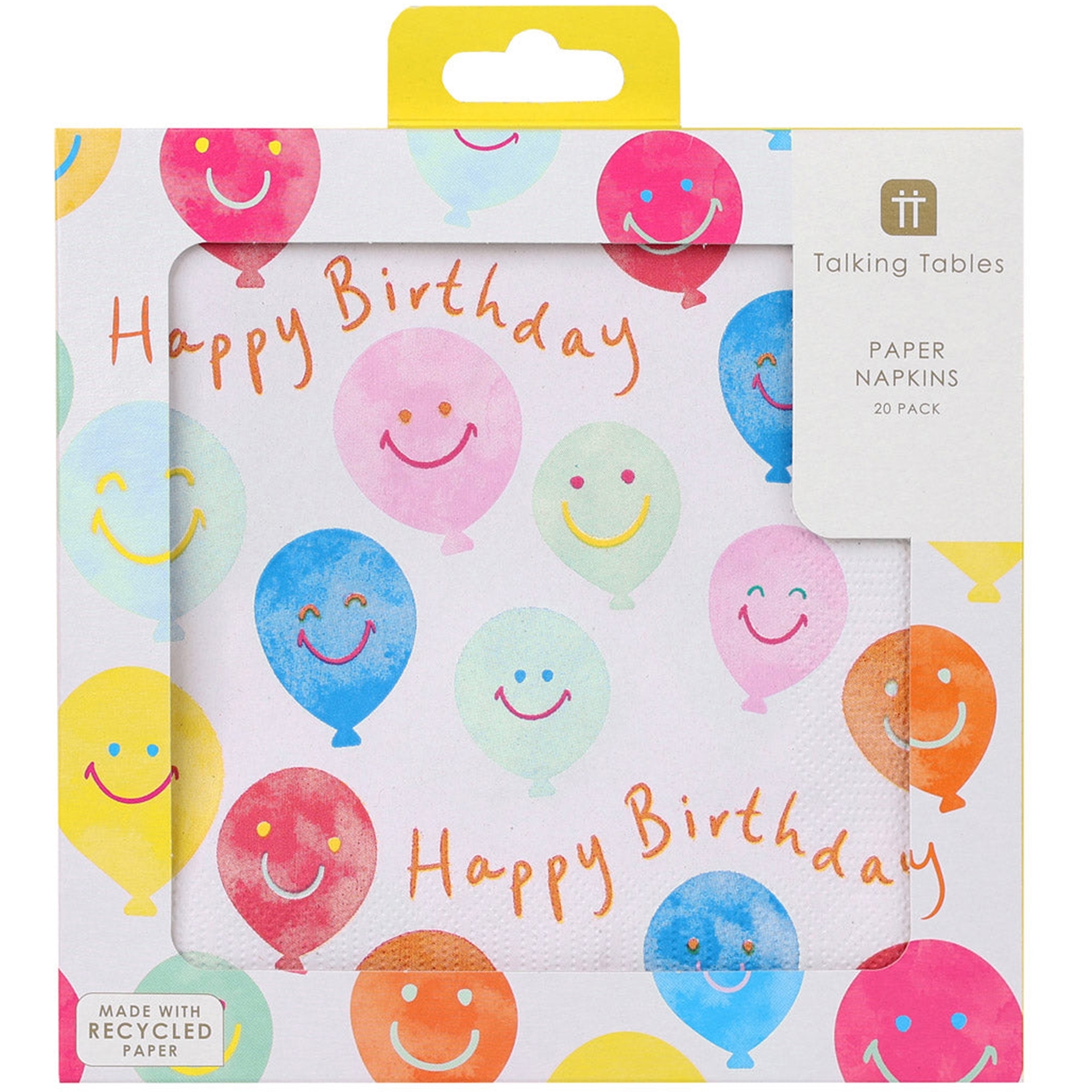 Servietten "Happy Face Birthday" 20 Stück, 33x33cm