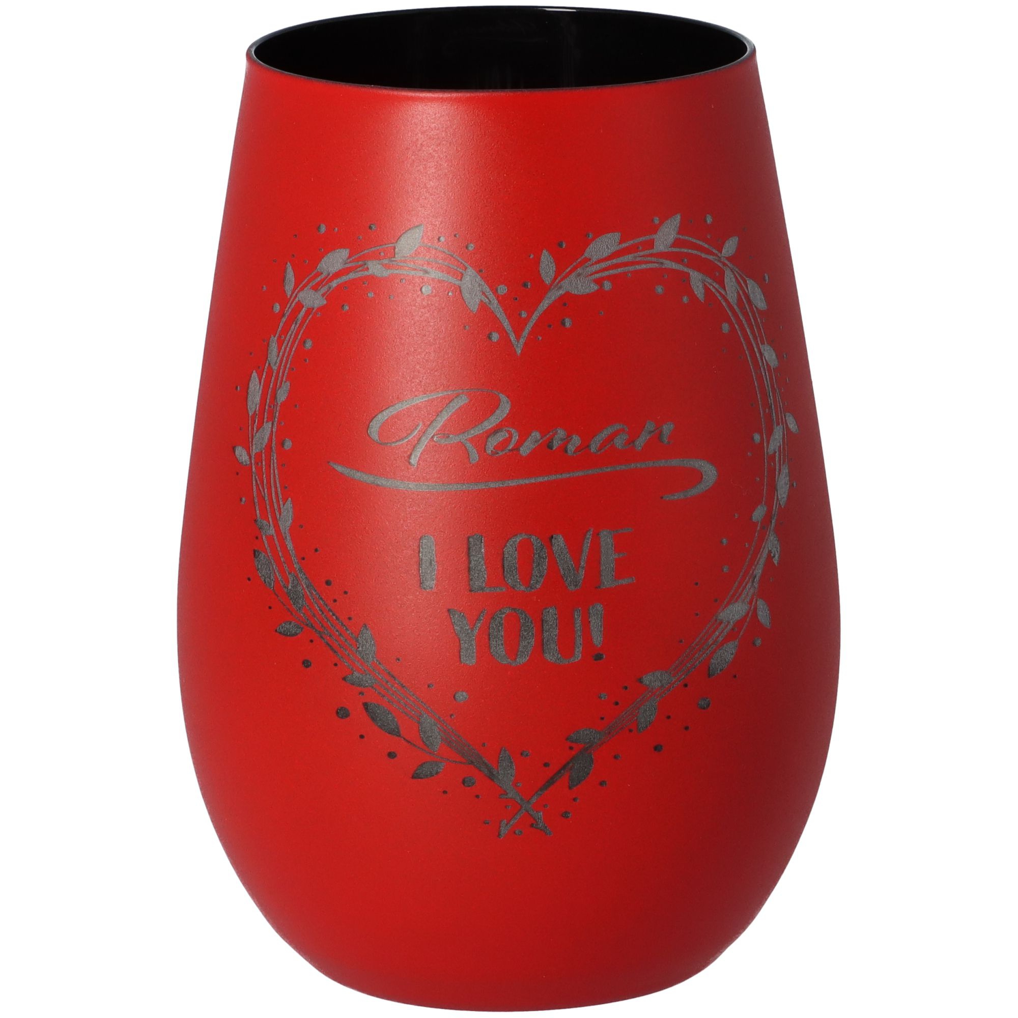 Windlicht I love you "Name" Rot/Schwarz Windlicht I love you "Name" Rot/Schwarz