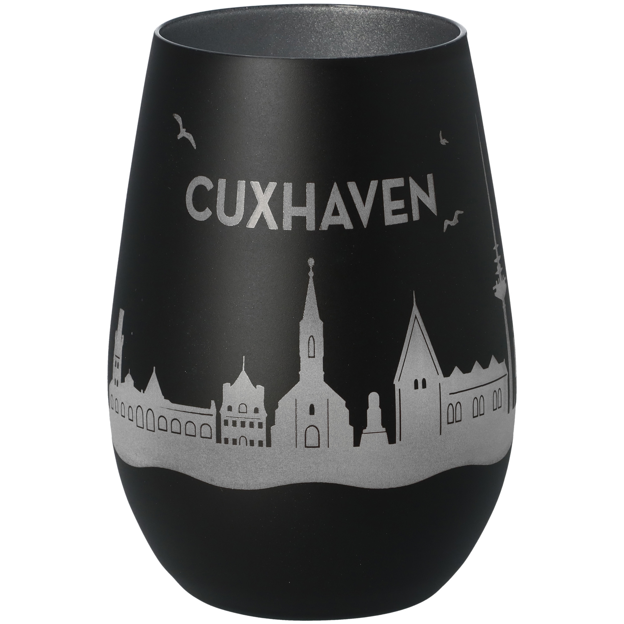 Windlicht Skyline Cuxhaven Schwarz/Silber Windlicht Skyline Cuxhaven Schwarz/Silber
