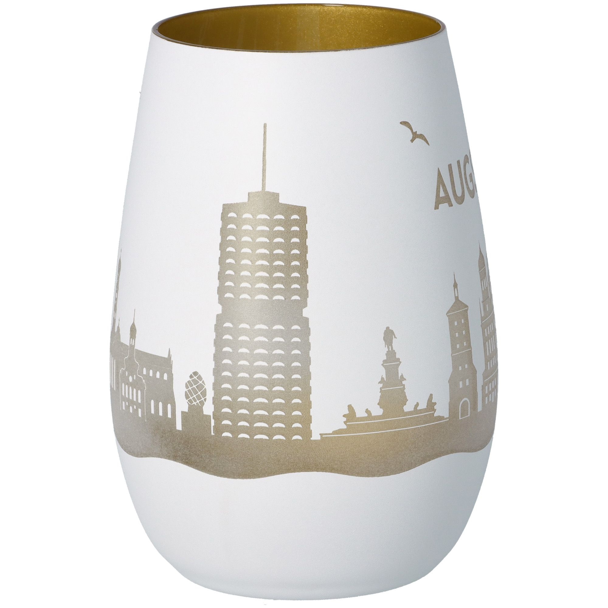 Windlicht Skyline Augsburg Weiß/Gold Windlicht Skyline Augsburg Weiß/Gold