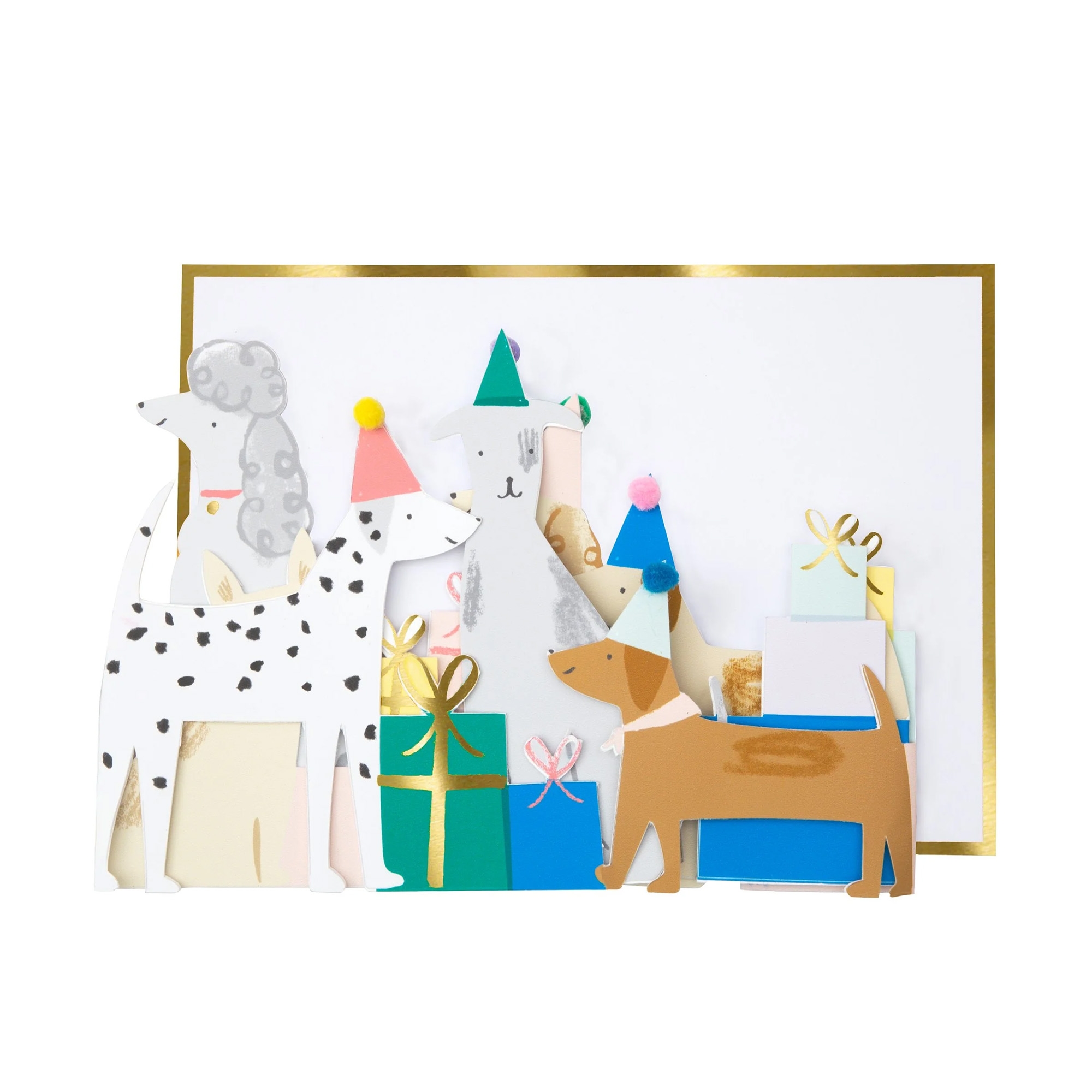 Meri Meri - Geburtstagskarte "Hundeparty" Bekleidung, Hut, Weiße Tafel