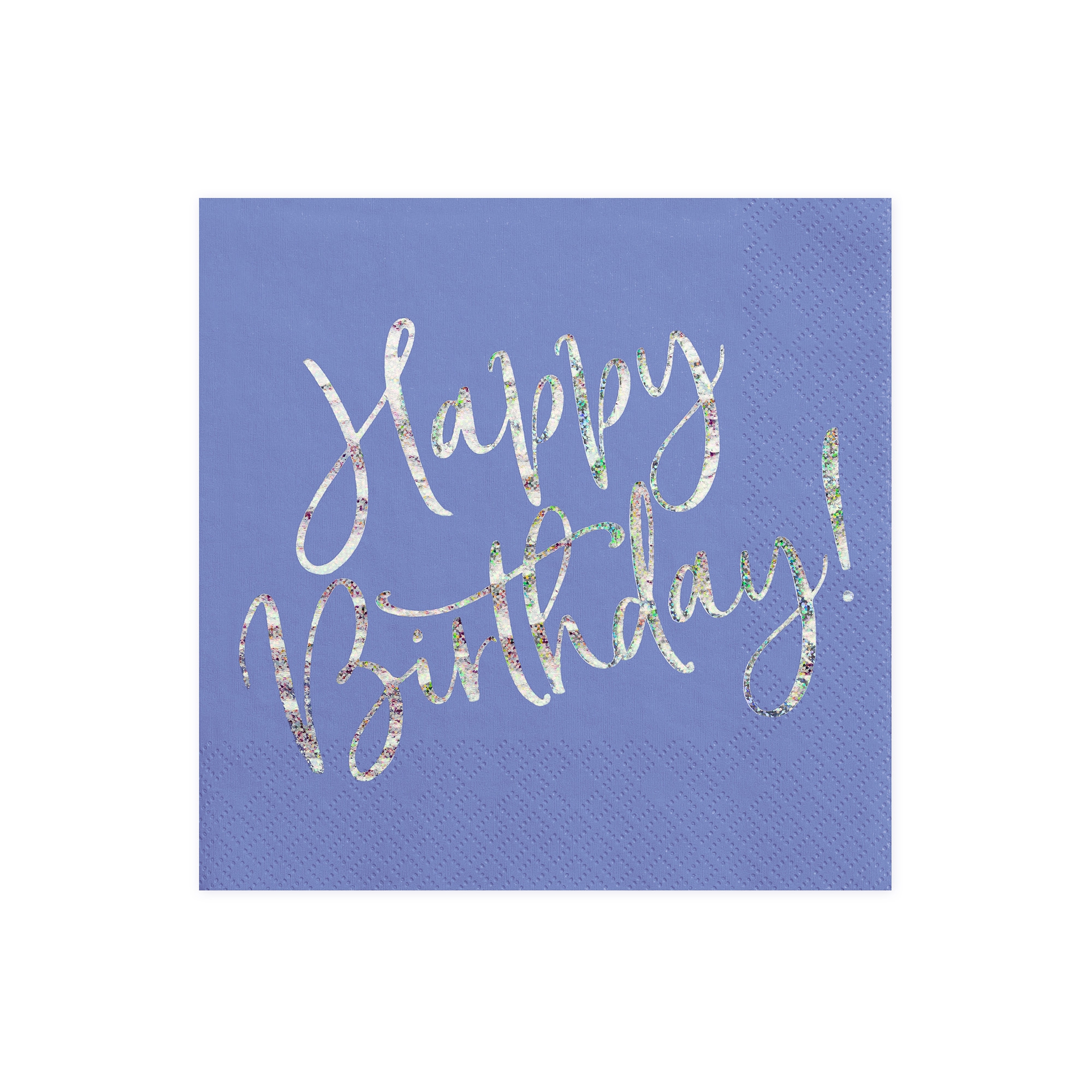 20 Servietten "Happy Birthday" - Blau/Silber Handschrift, Text, Kalligraphie