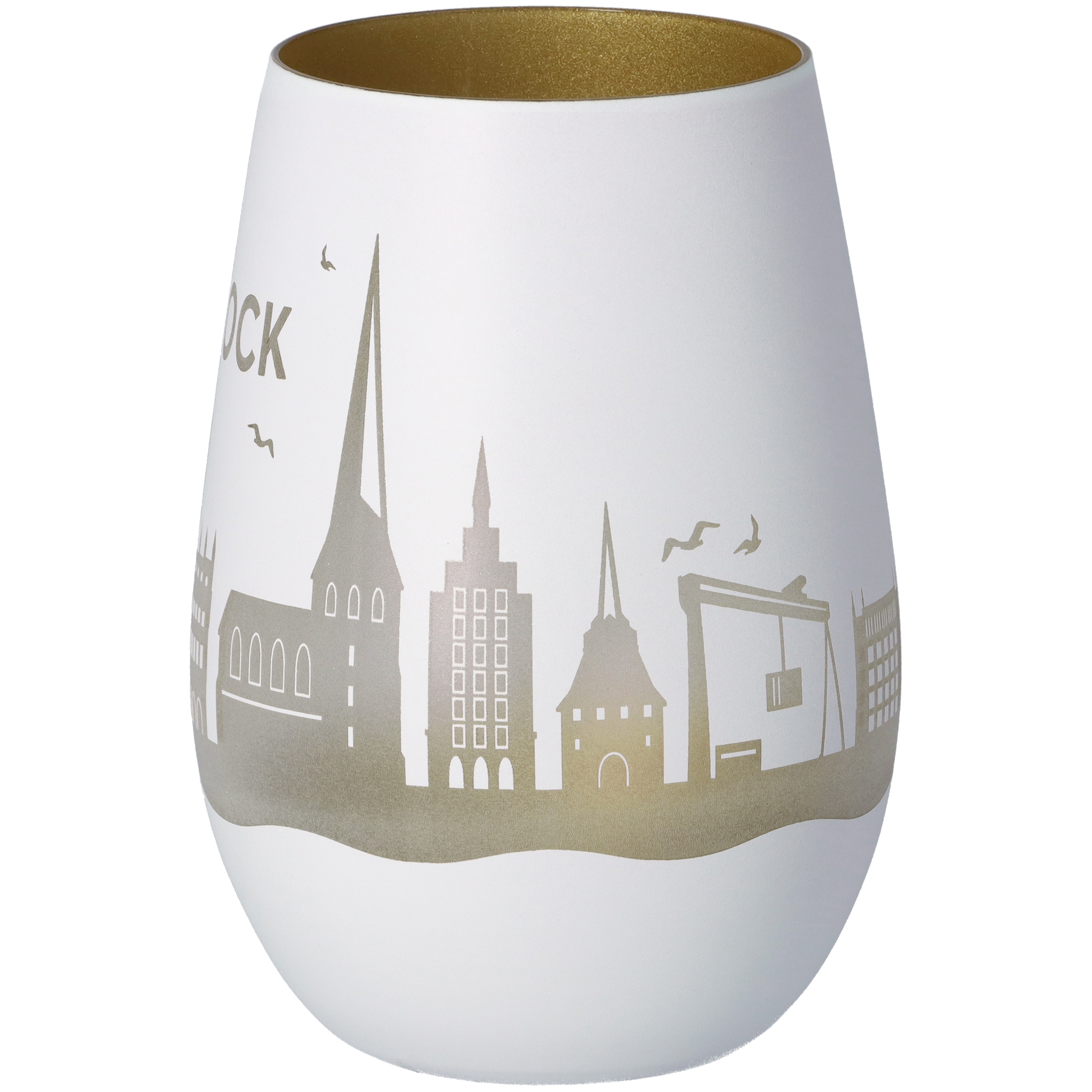 Windlicht Skyline Rostock Weiß/Gold Windlicht Skyline Rostock Weiß/Gold