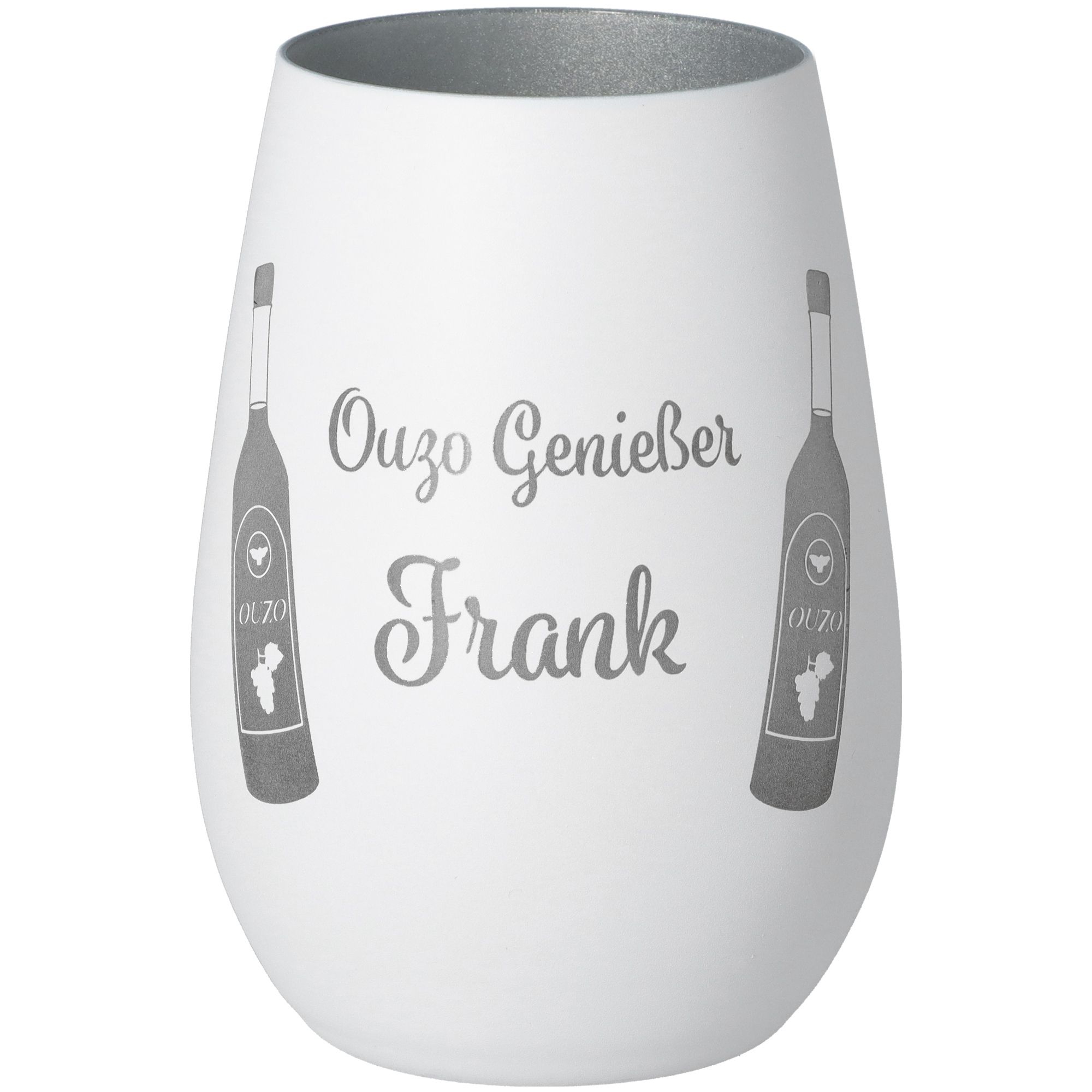 Windlicht Ouzo Genießer "Name" Weiß/Silber Windlicht Ouzo Genießer "Name" Weiß/Silber