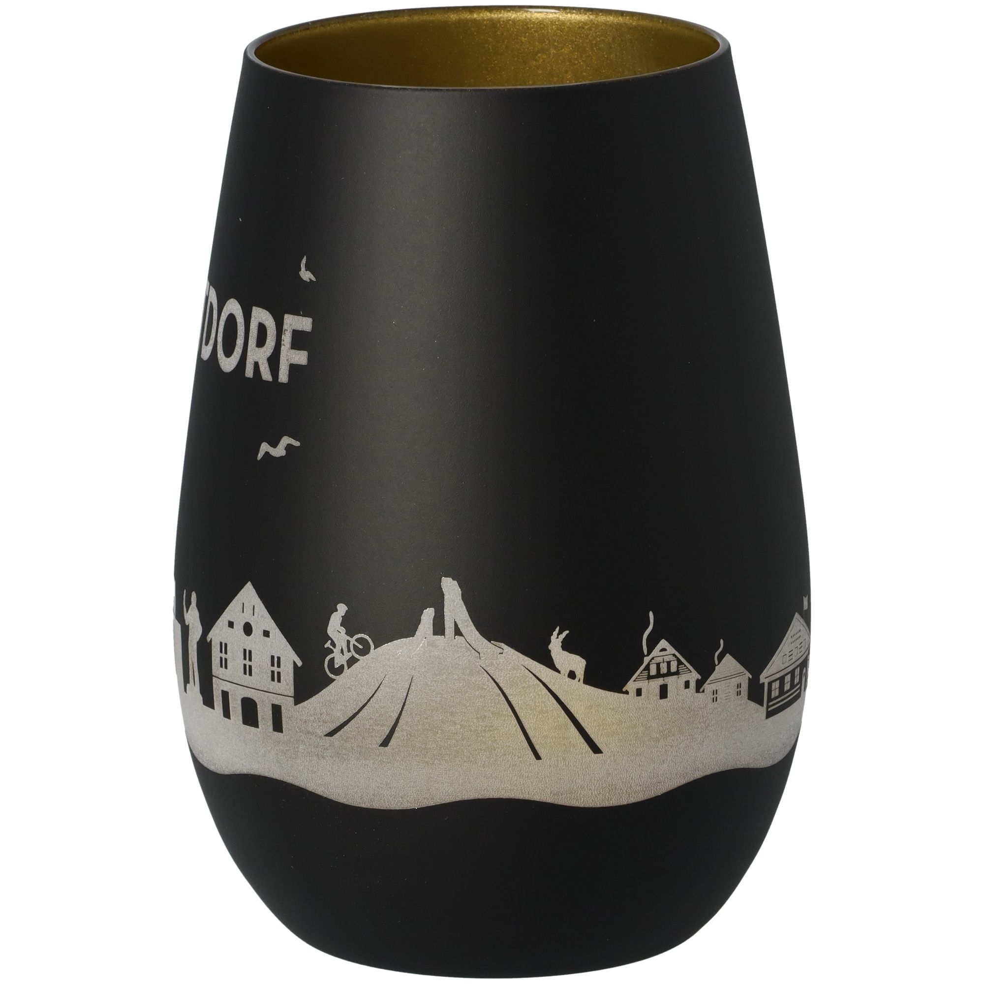 Windlicht Skyline Oberstdorf Schwarz/Gold Töpferei, Krug, Vase, Tasse
