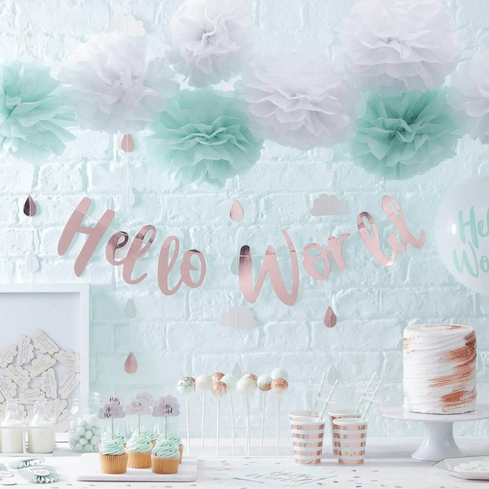 Hello World - Baby Shower Regen-Wolken-Konfetti 14 g