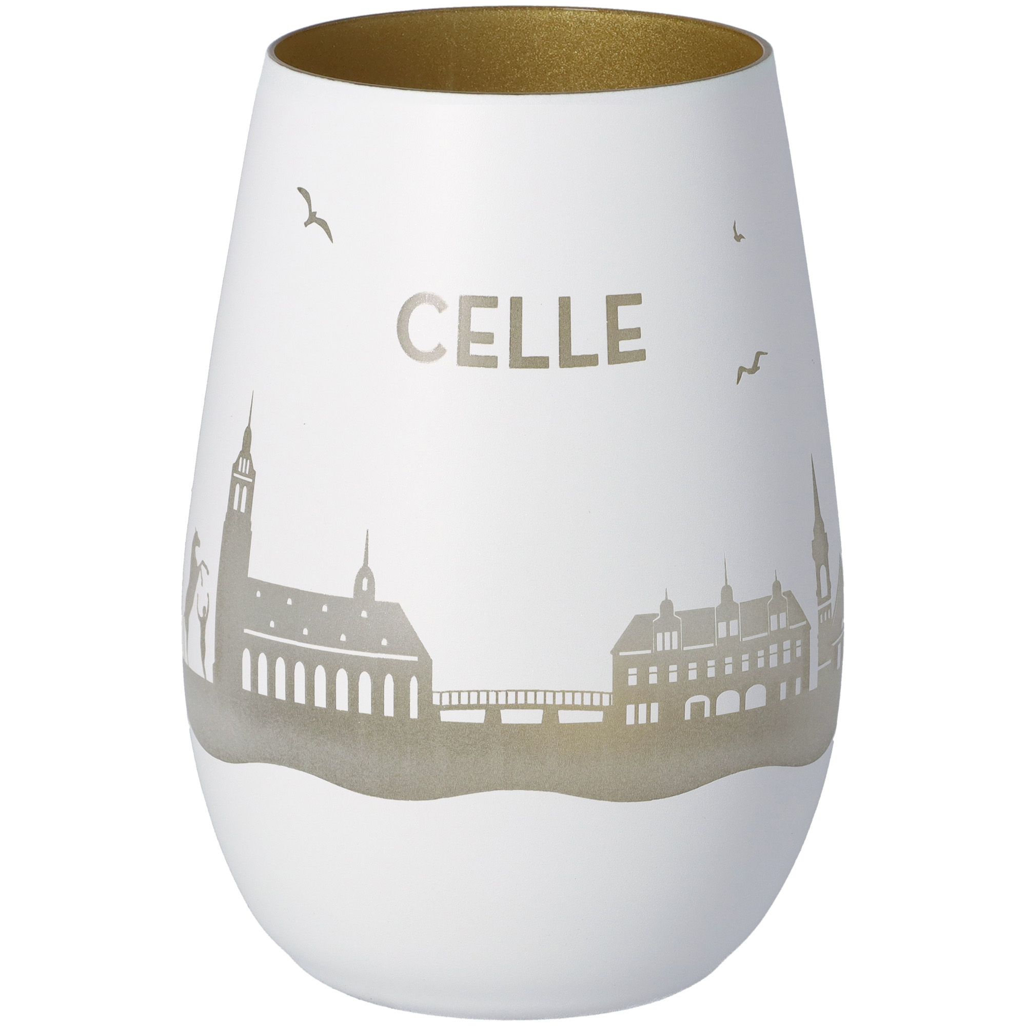 Windlicht Skyline Celle Weiß/Gold Windlicht Skyline Celle Weiß/Gold