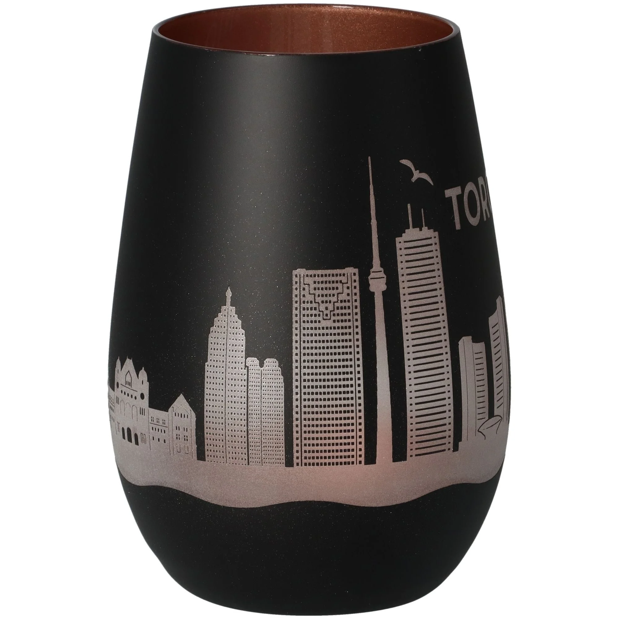 Vase, Schwarz, Stadtmotive, Porzellan, Glasur