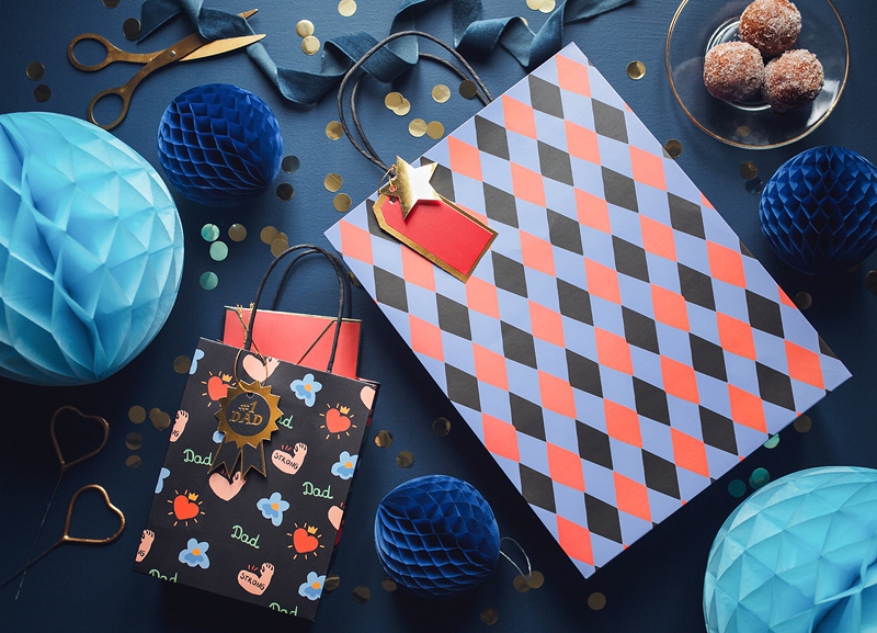 Geschenktasche "Rauten", Blau/Orange Geschenktasche "Rauten", Blau/Orange