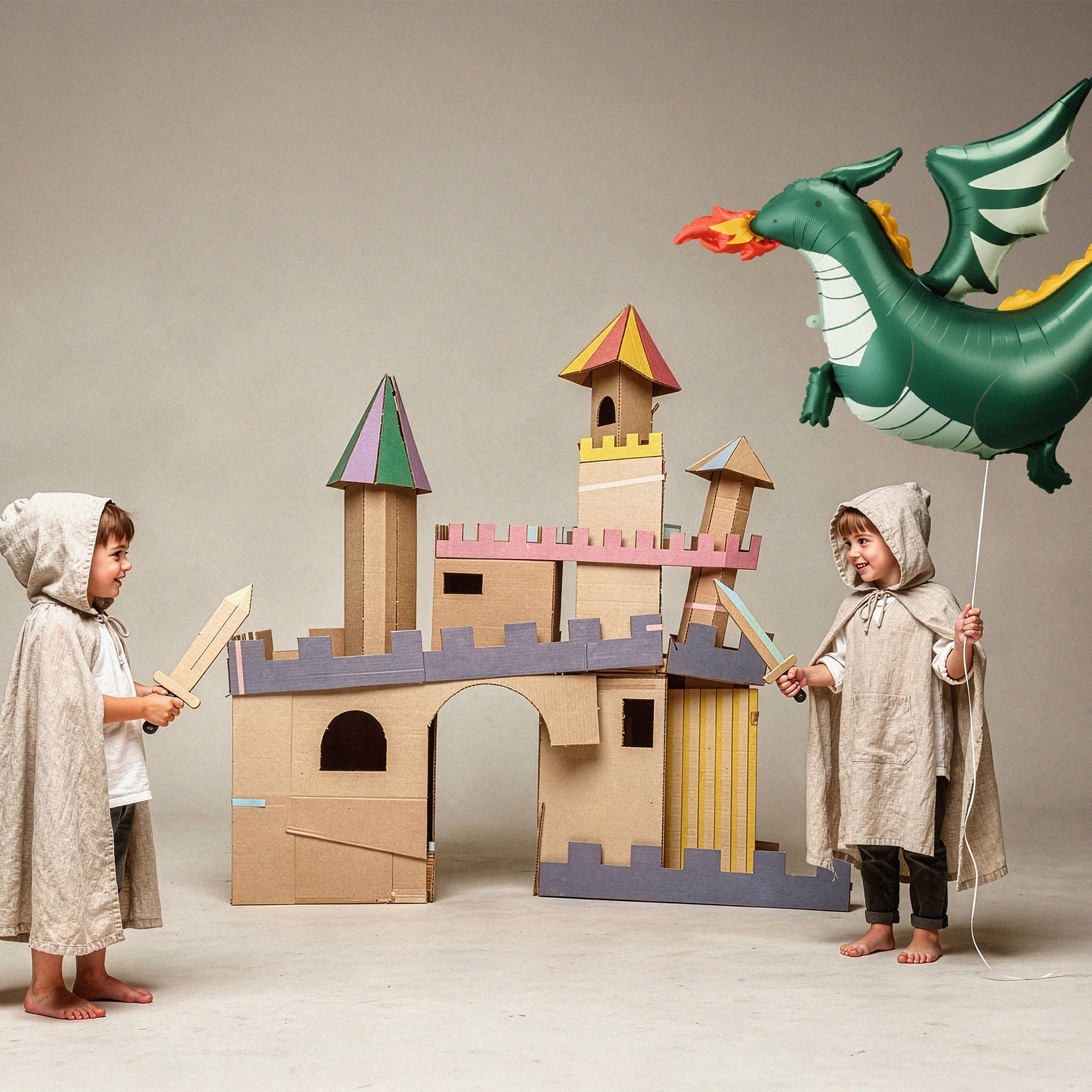 Folienballon "Drache" 120cm Pappkarton, Pappspielzeug, Bauklotz-Landschaft, Drachenballon, Kinder Spielset