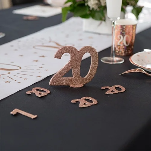 20, glitzer, tischdeko, roségold, zahlen
