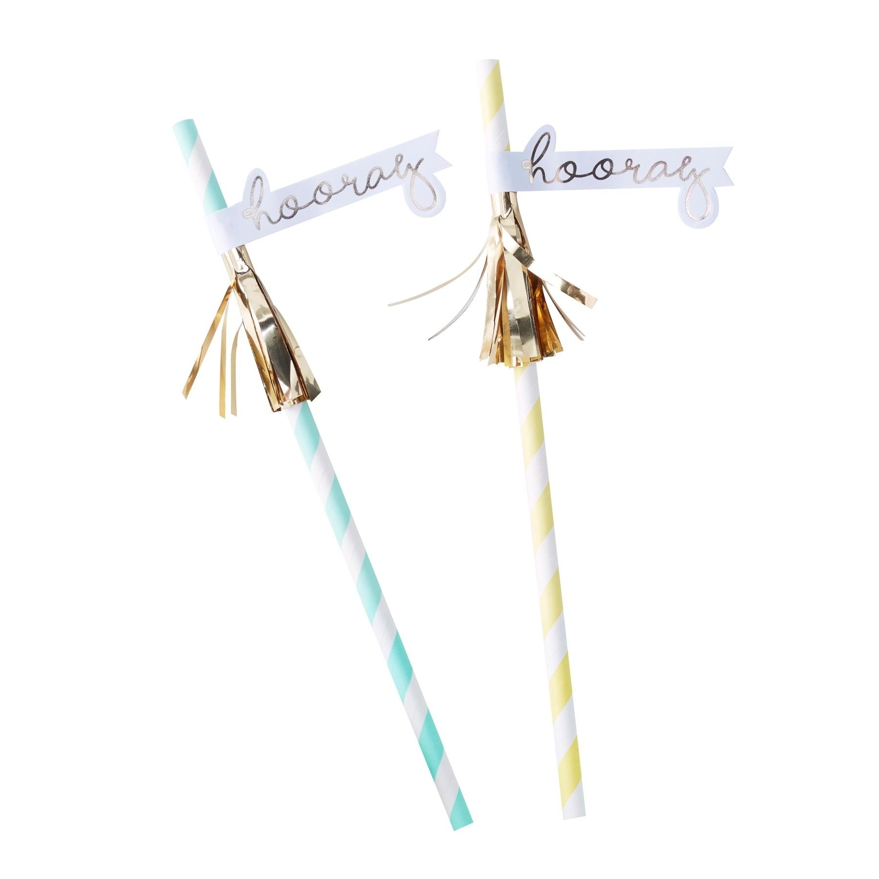 Pick & Mix - 16 "hooray" Tassel-Papierstrohhalme