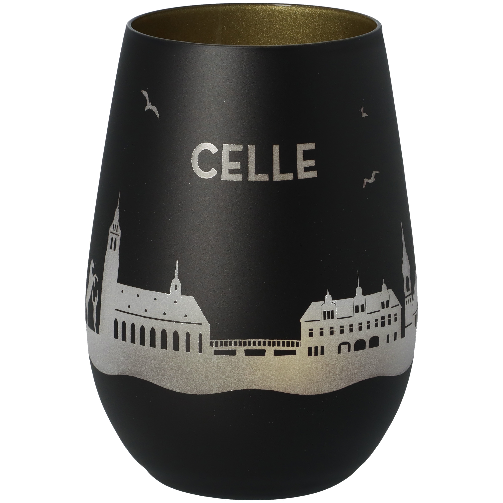 Windlicht Skyline Celle Schwarz/Gold