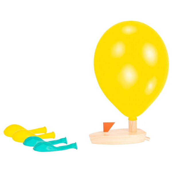 Holzschiff mit Ballon-Antrieb Holzschiff mit Ballon-Antrieb