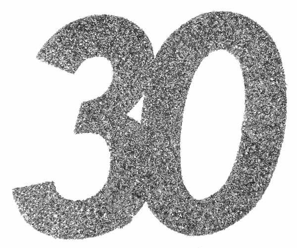 Glitzerkonfetti "30", Silber, 6 Teile Glitzerkonfetti "30", Silber, 6 Teile