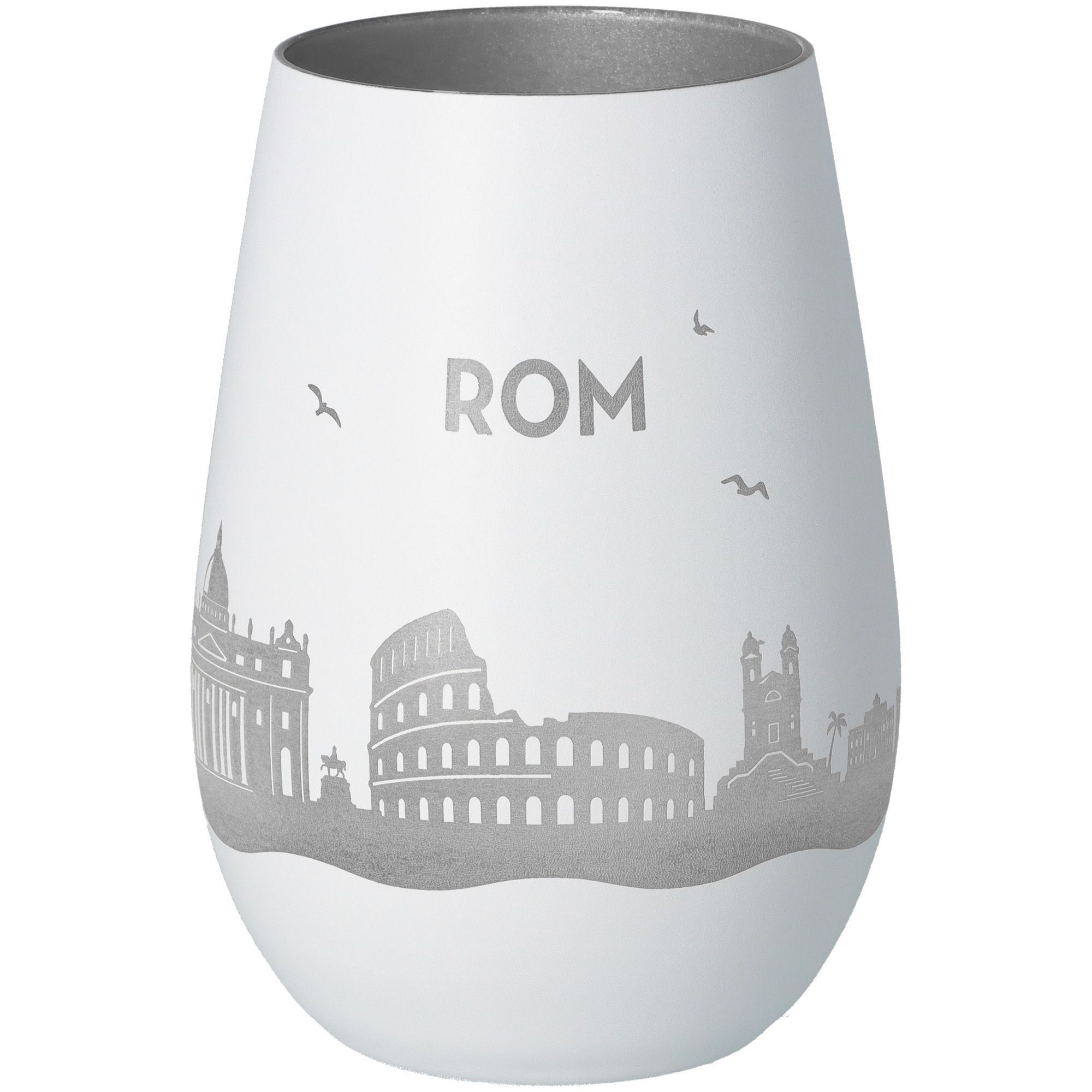 Windlicht Skyline Rom Weiß/Silber Töpferei, Krug, Vase, Glas, Porzellan