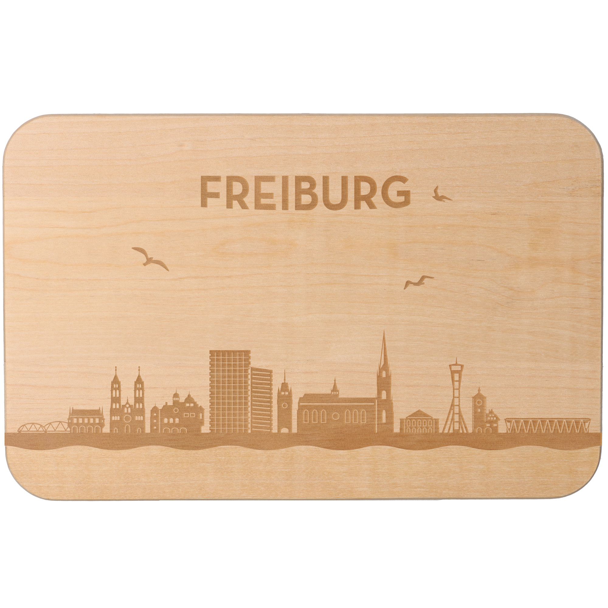 Frühstücksbrett Skyline Freiburg 23cm x 15cm x 1cm Frühstücksbrett Skyline Freiburg 23cm x 15cm x 1cm