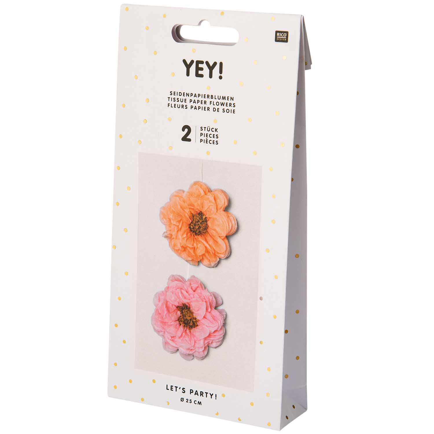 2 Blumen aus Seidenpapier, Pastell - klein 2 Blumen aus Seidenpapier, Pastell - klein