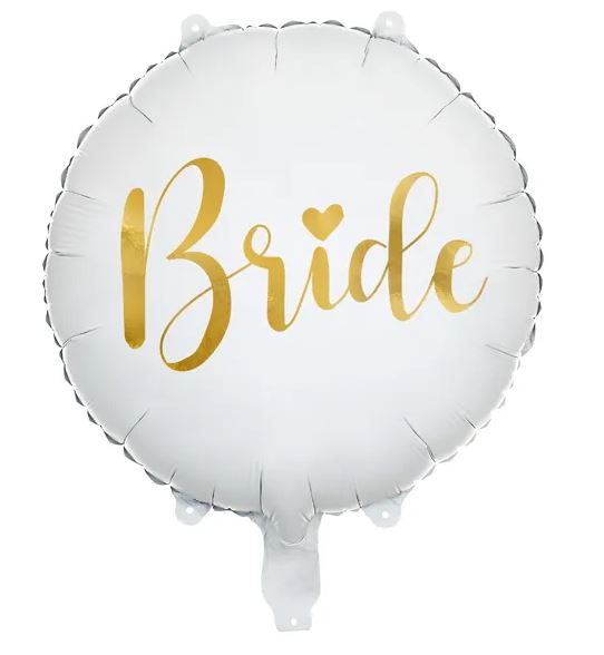Folienballon "Bride" Weiß/Gold, 45 cm