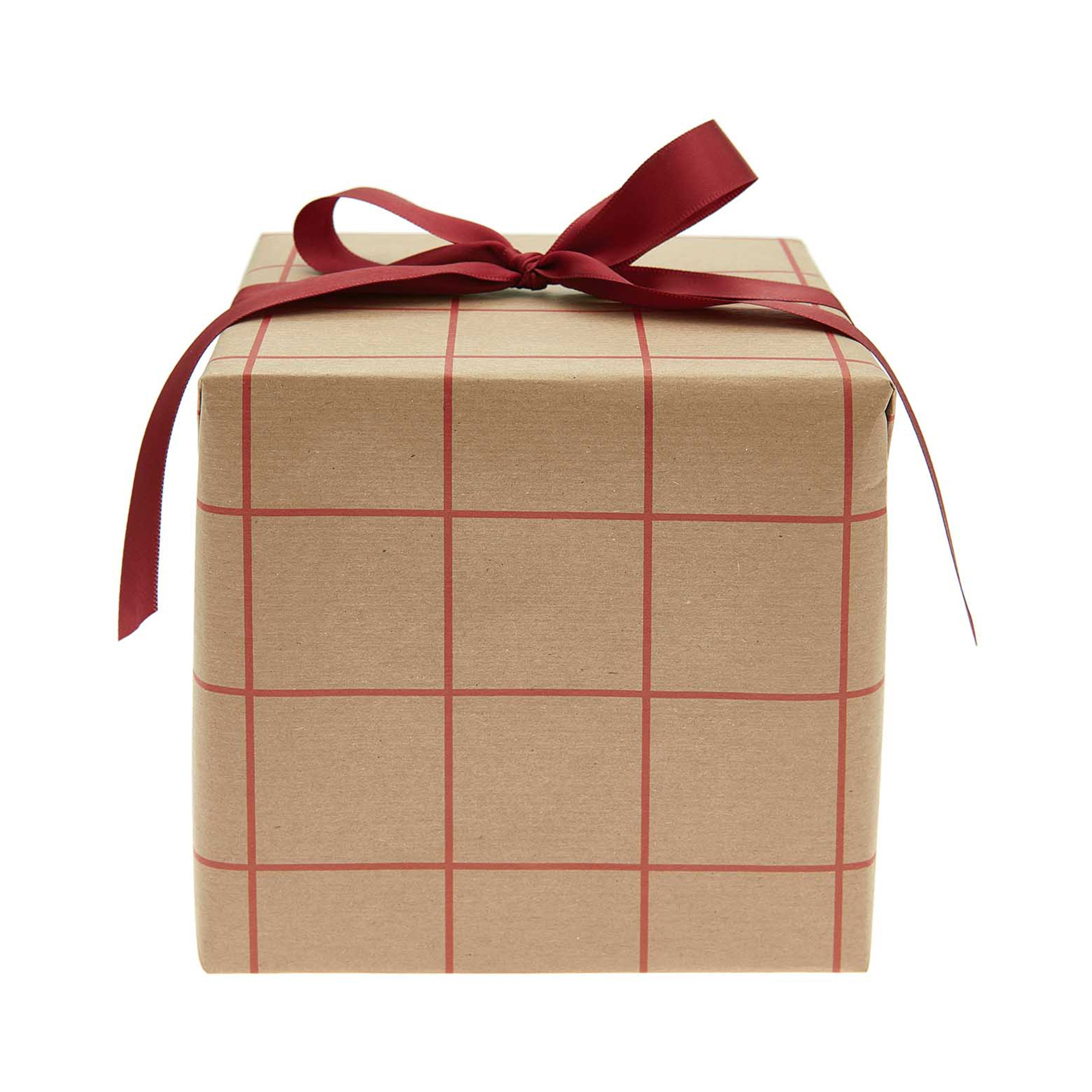 Geschenkpapier auf Rolle, Raster Kraftpapier "Rot" 2m