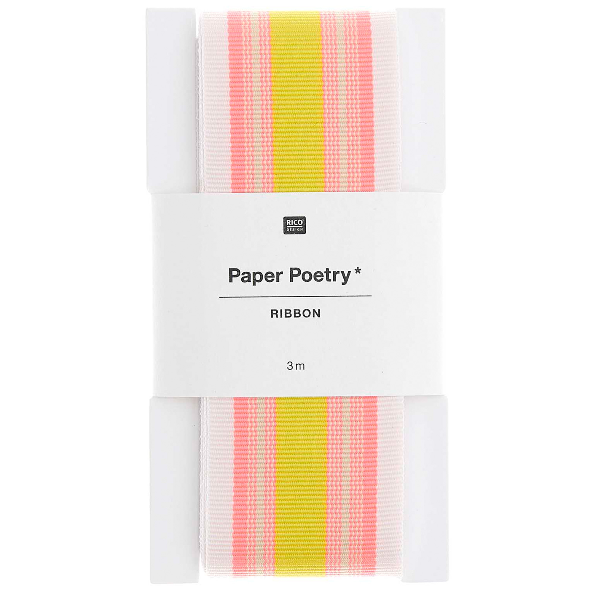 Webband Multi Streifen, Apricot/Neon Orange/Gelb, 38mm / 3m Gewebt, Visitenkarte, Papier, Text, Zubehör