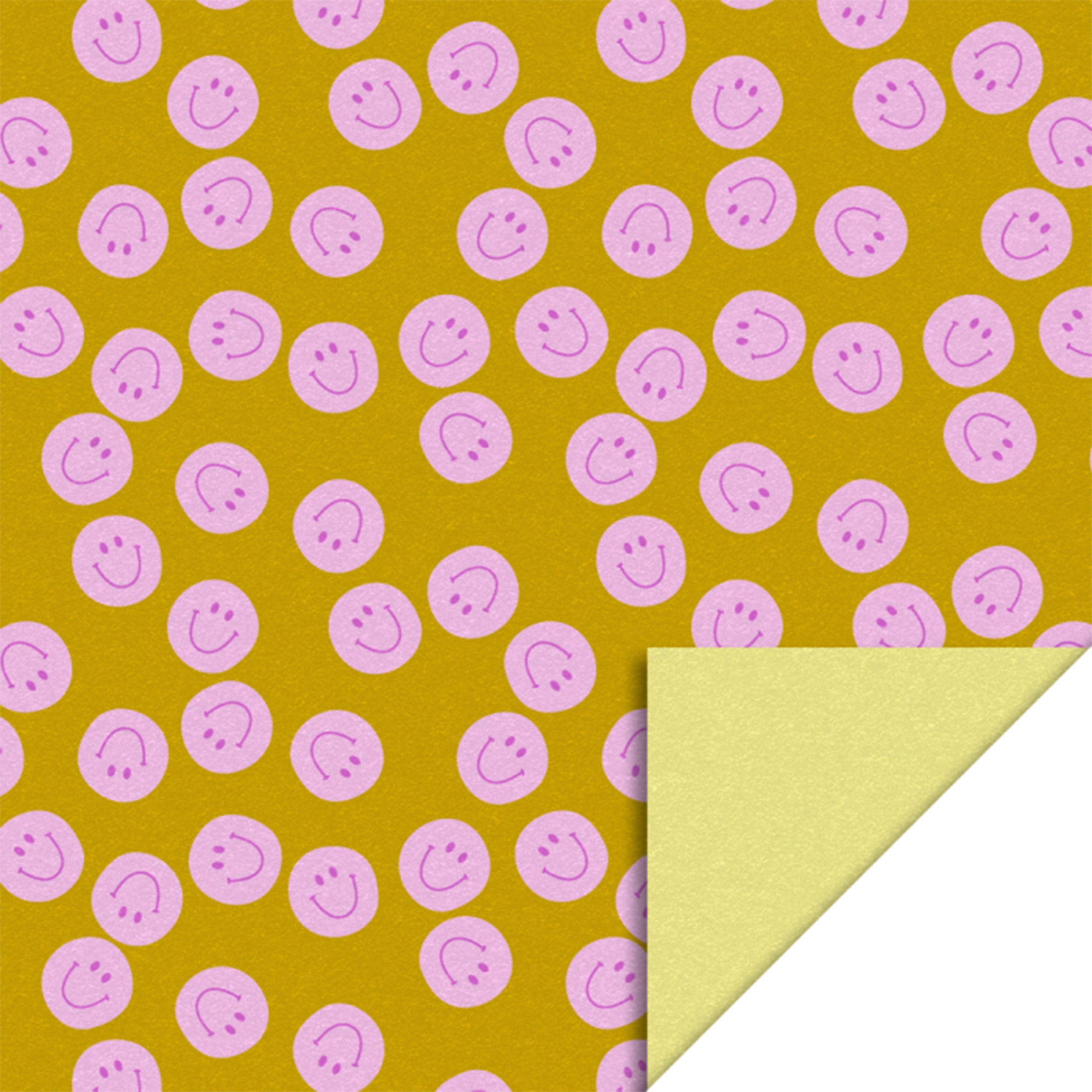 Geschenkpapier "Smiley" Pink/Gelb 3 m Muster