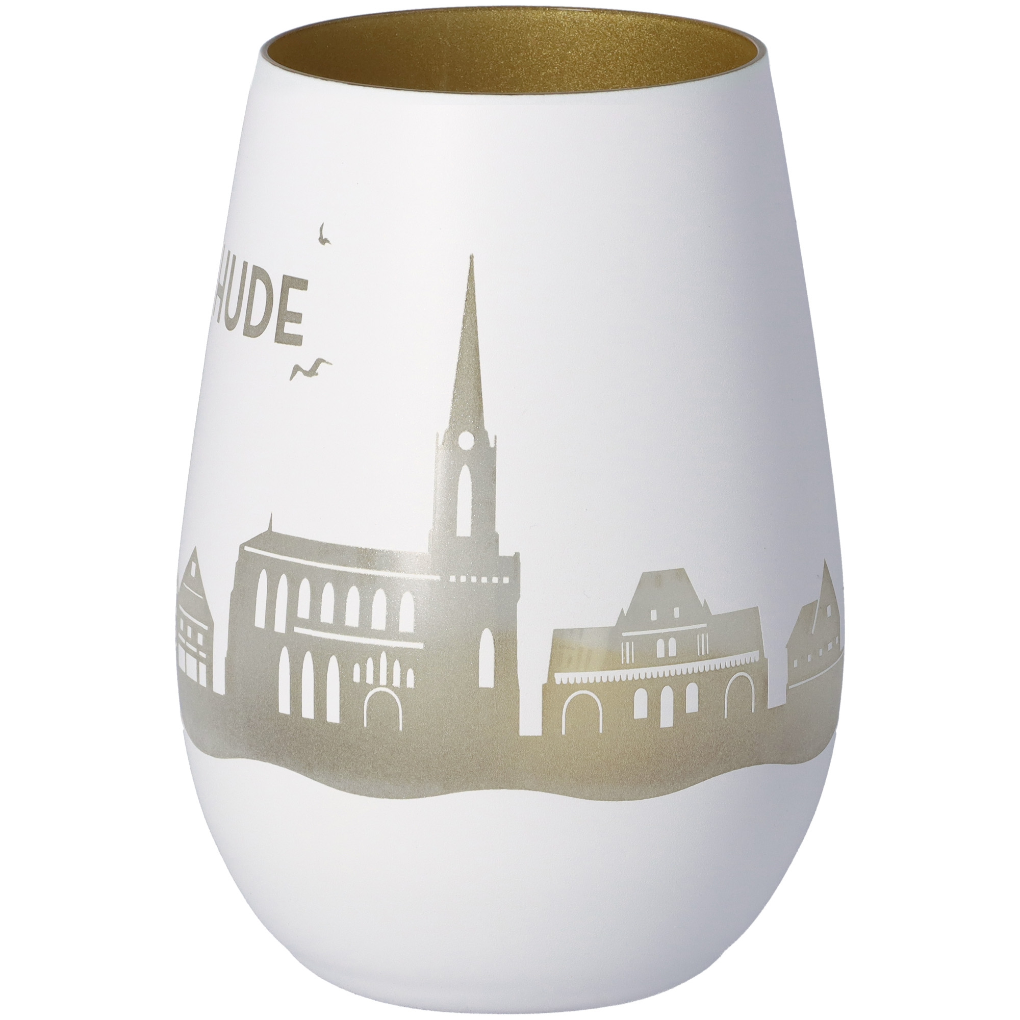Windlicht Skyline Buxtehude Weiß/Gold Windlicht Skyline Buxtehude Weiß/Gold
