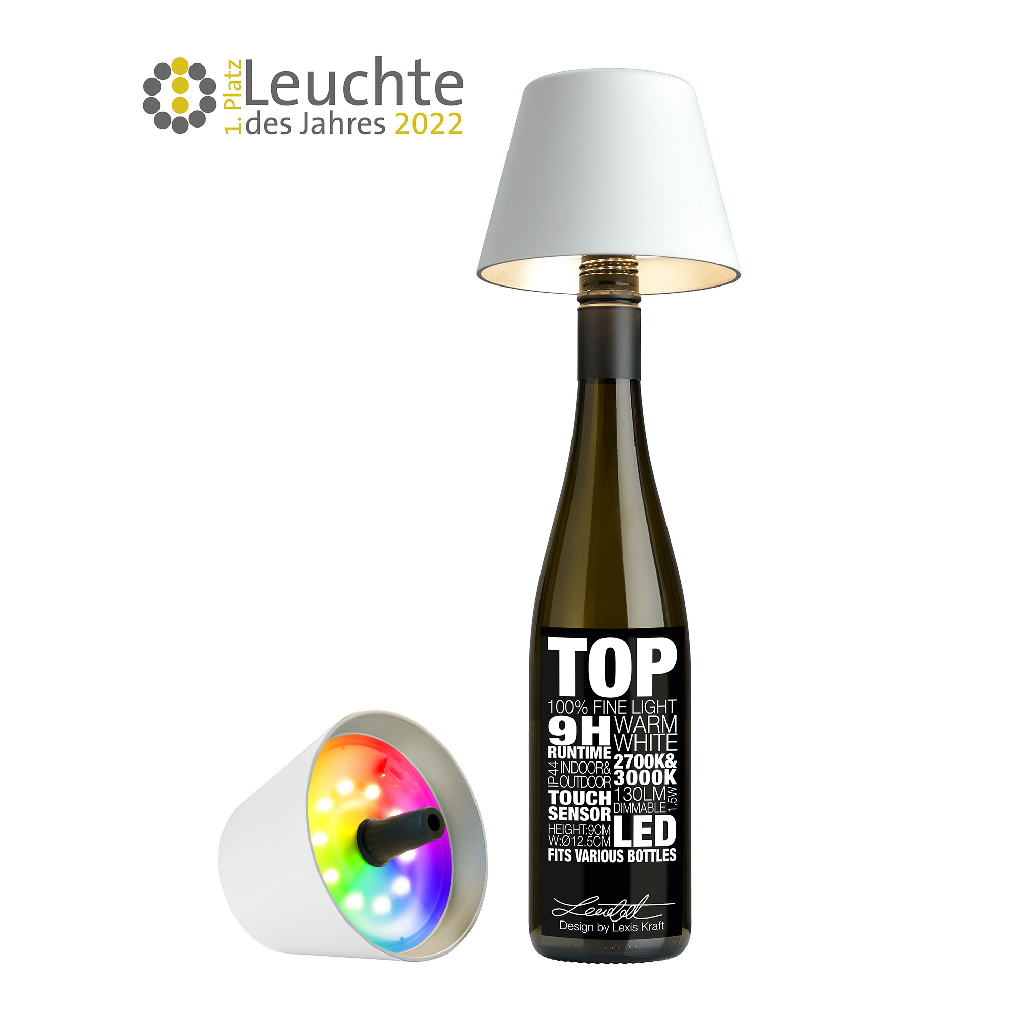 Sompex - TOP 2.0 LED Akku-Flaschenleuchte RGBW, Weiß