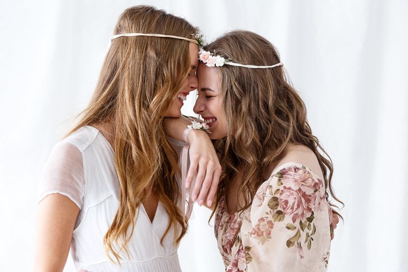 Blütenhaarkranz, Weiß/Peach Blütenhaarkranz, Weiß/Peach