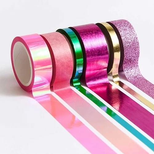 Geschenkband, Dekorationstape, Klebeband, buntes Folienband, Glitzerband