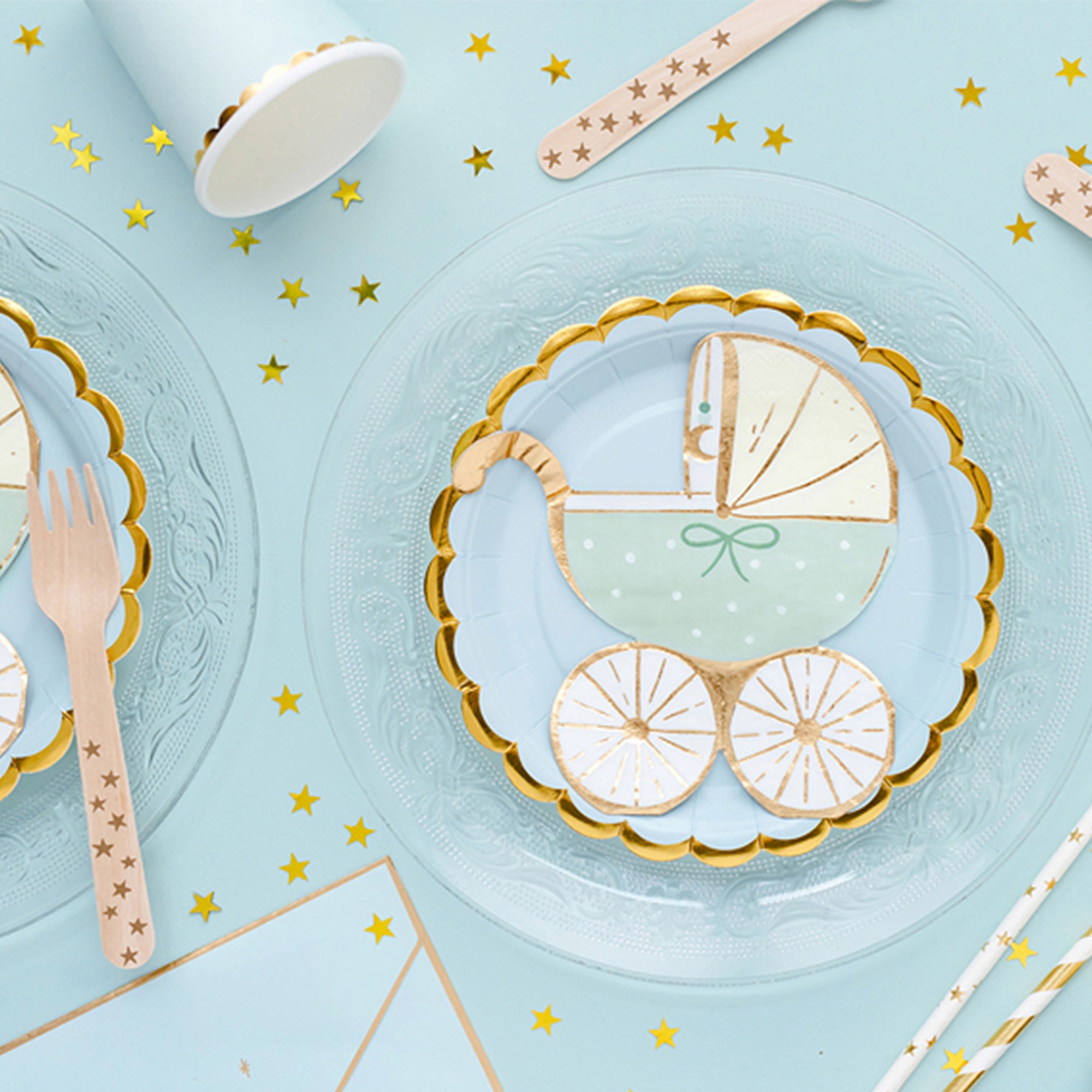 20 Servietten Kinderwagen in Türkis 20 Servietten Kinderwagen in Türkis