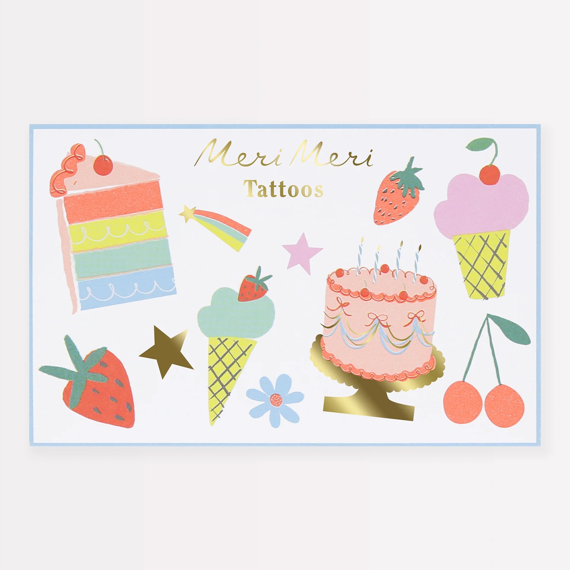 Meri Meri - Tattoos "Eiscreme" Leute, Grußkarte, Geburtstagstorte, Sahne, Eiscreme