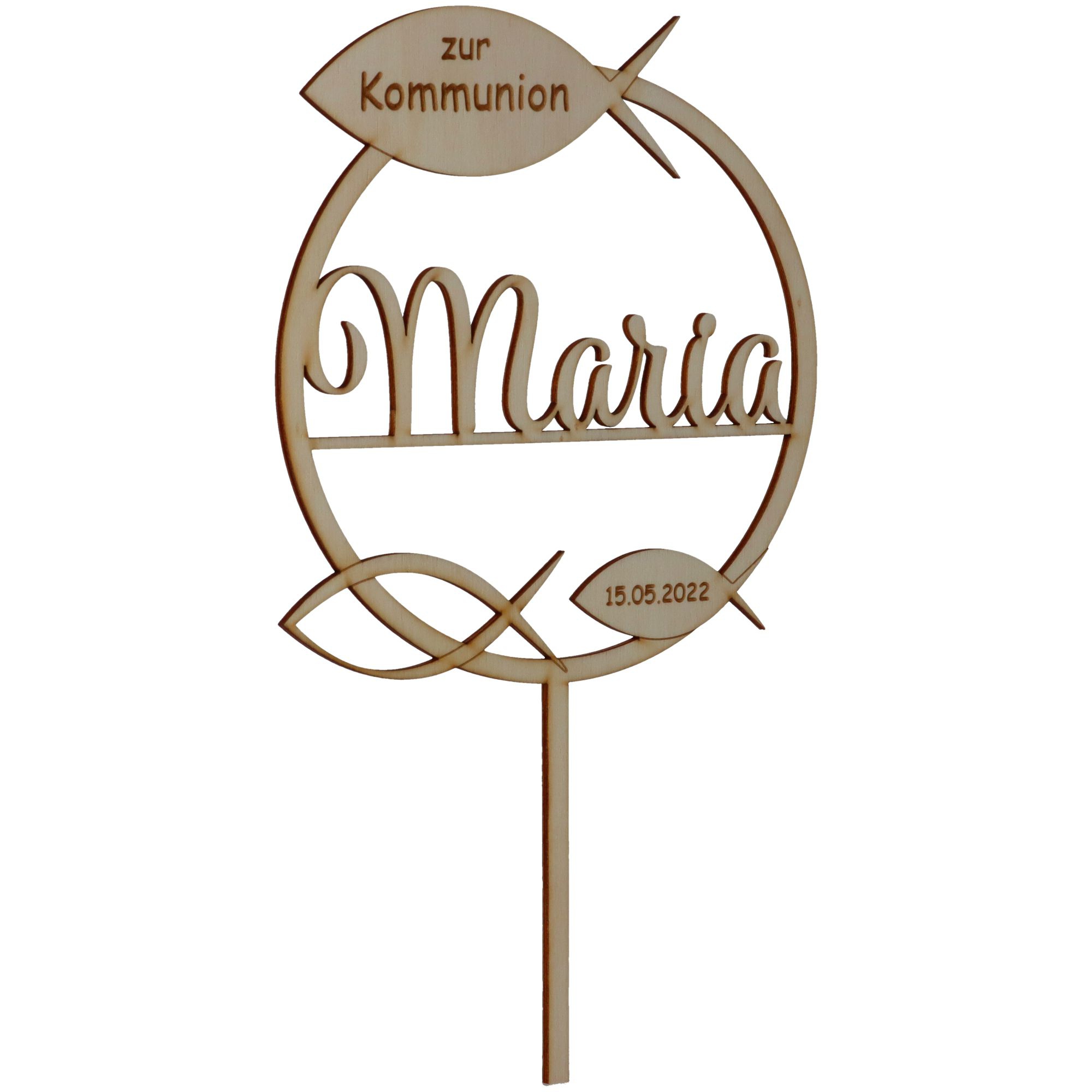 Cake Topper Kommunion "Name & Datum" Holz Cake Topper Kommunion "Name & Datum" Holz