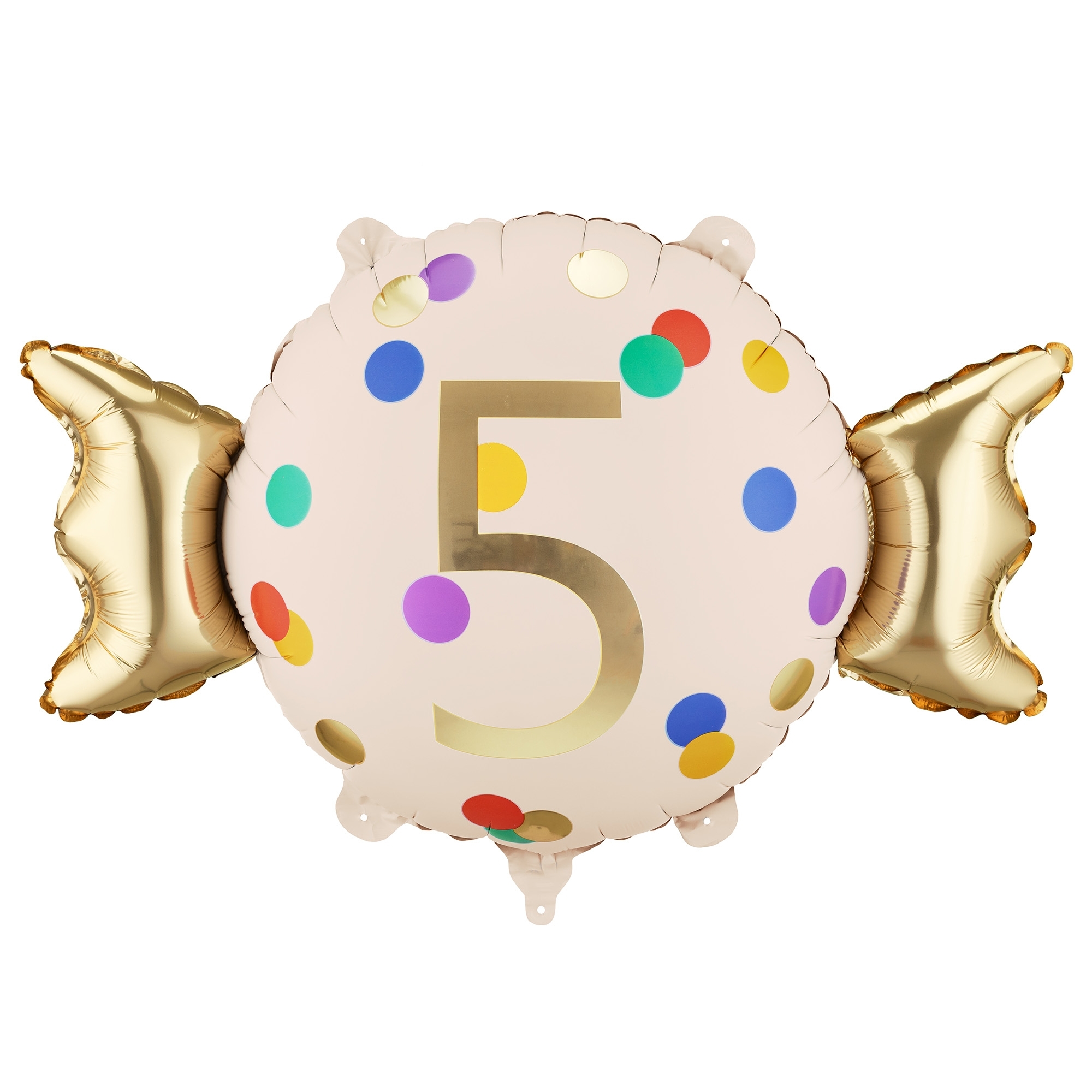 ballon, 5 jahre, rund, konfetti, folienballon