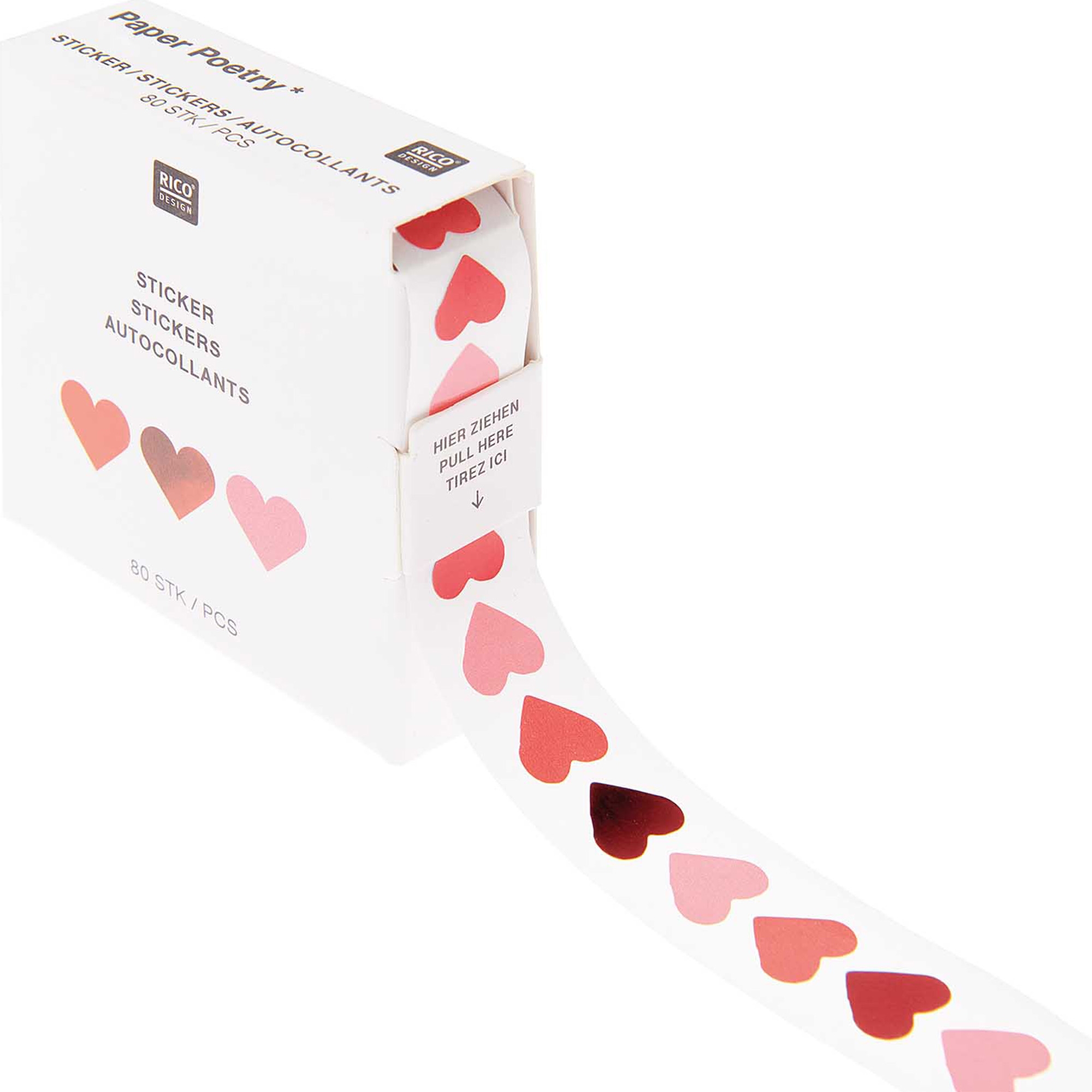 033fc2c53575b95d5d107280b390f48d3dc1a84c Sticker Herzen, Neon/Rot, 80 Stk.