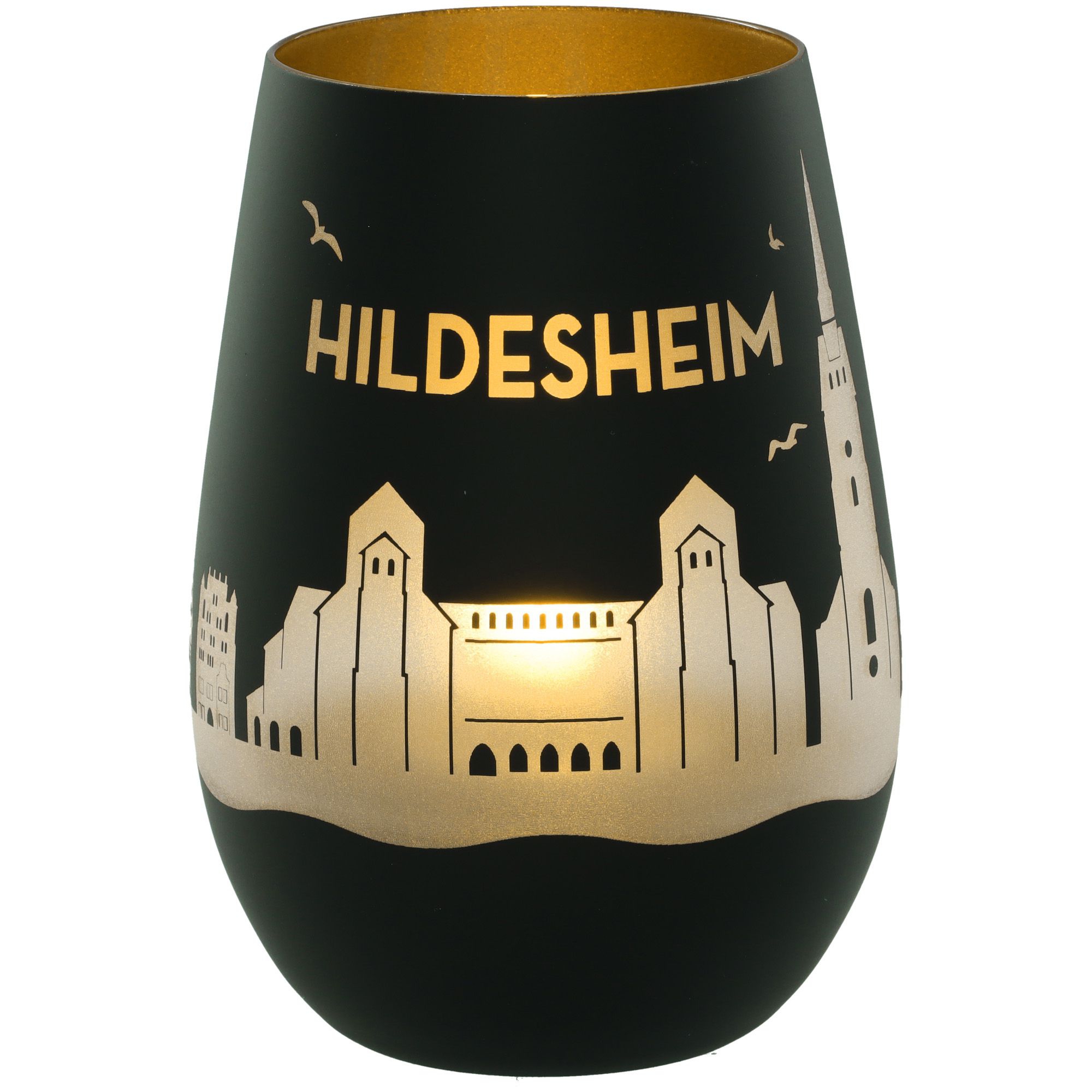 Windlicht Skyline Hildesheim Schwarz/Gold Windlicht Skyline Hildesheim Schwarz/Gold