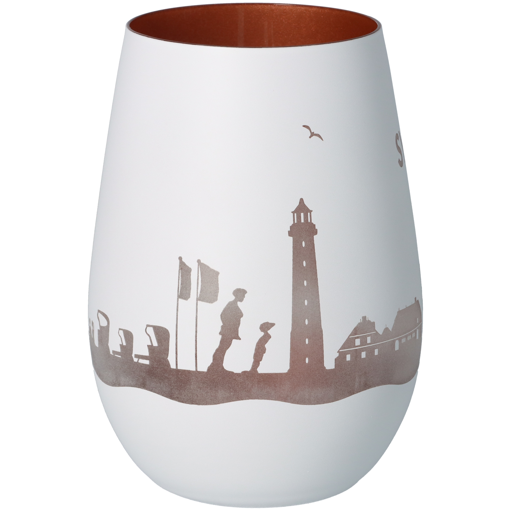 Windlicht Skyline Sylt Weiß/Bronze Töpferei, Krug, Vase, Kunst, Porzellan