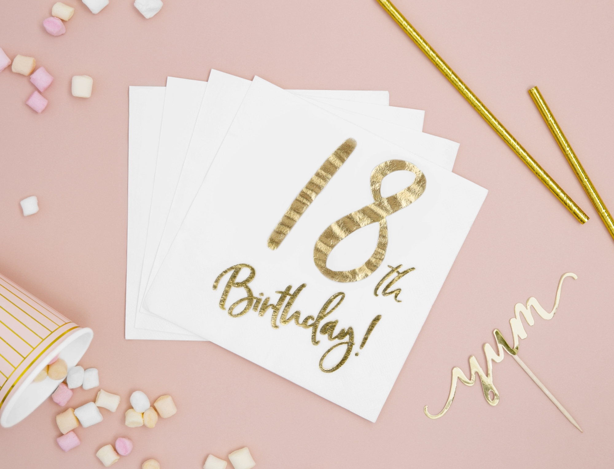 20 Servietten - 18th Birthday - Weiß / Gold 20 Servietten - 18th Birthday - Weiß / Gold