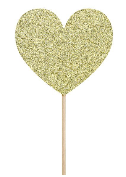 6 Cake Topper "Glitzerherzen", Gold 6 Cake Topper "Glitzerherzen", Gold