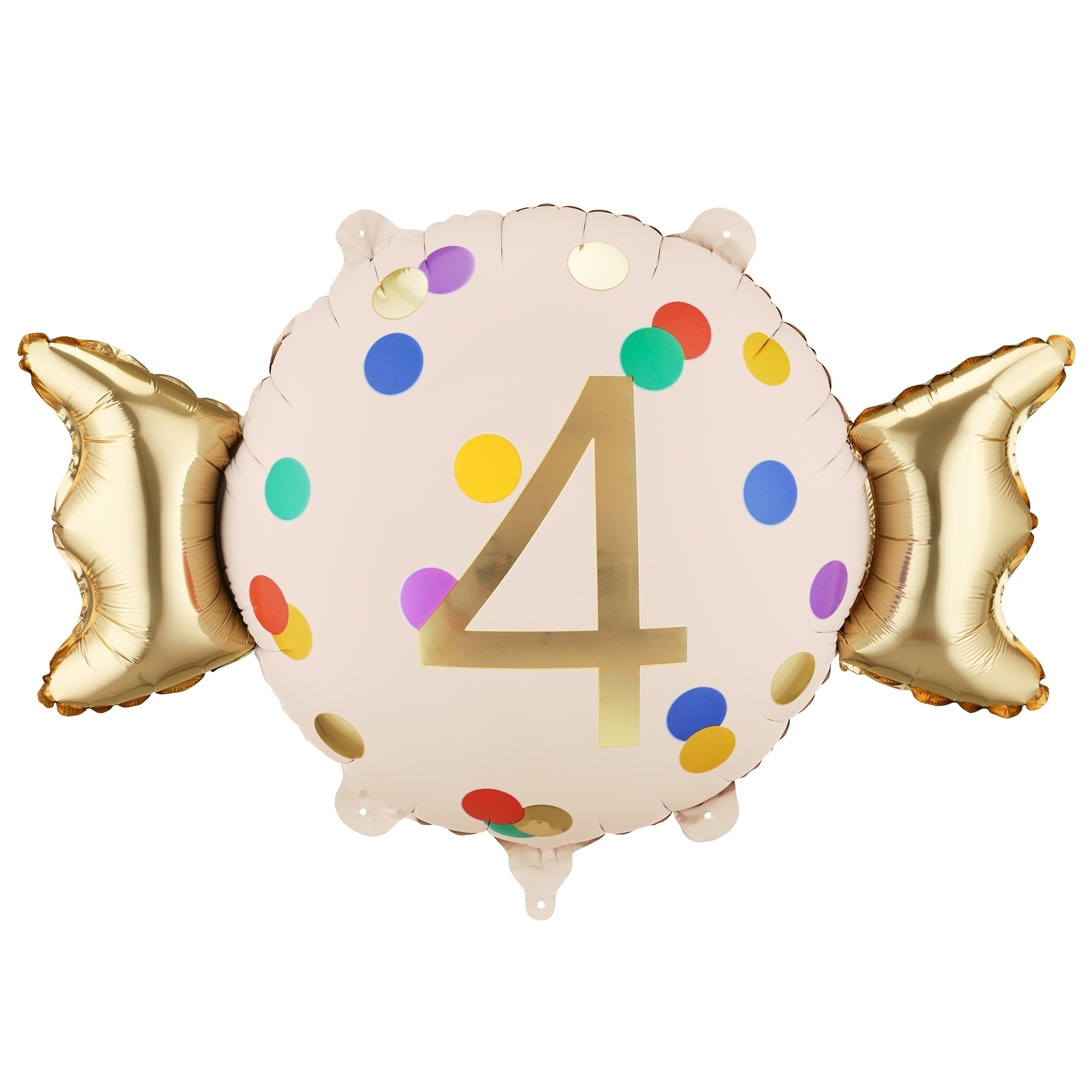 ballon, konfetti, 4-jährig, geburtstag, rund