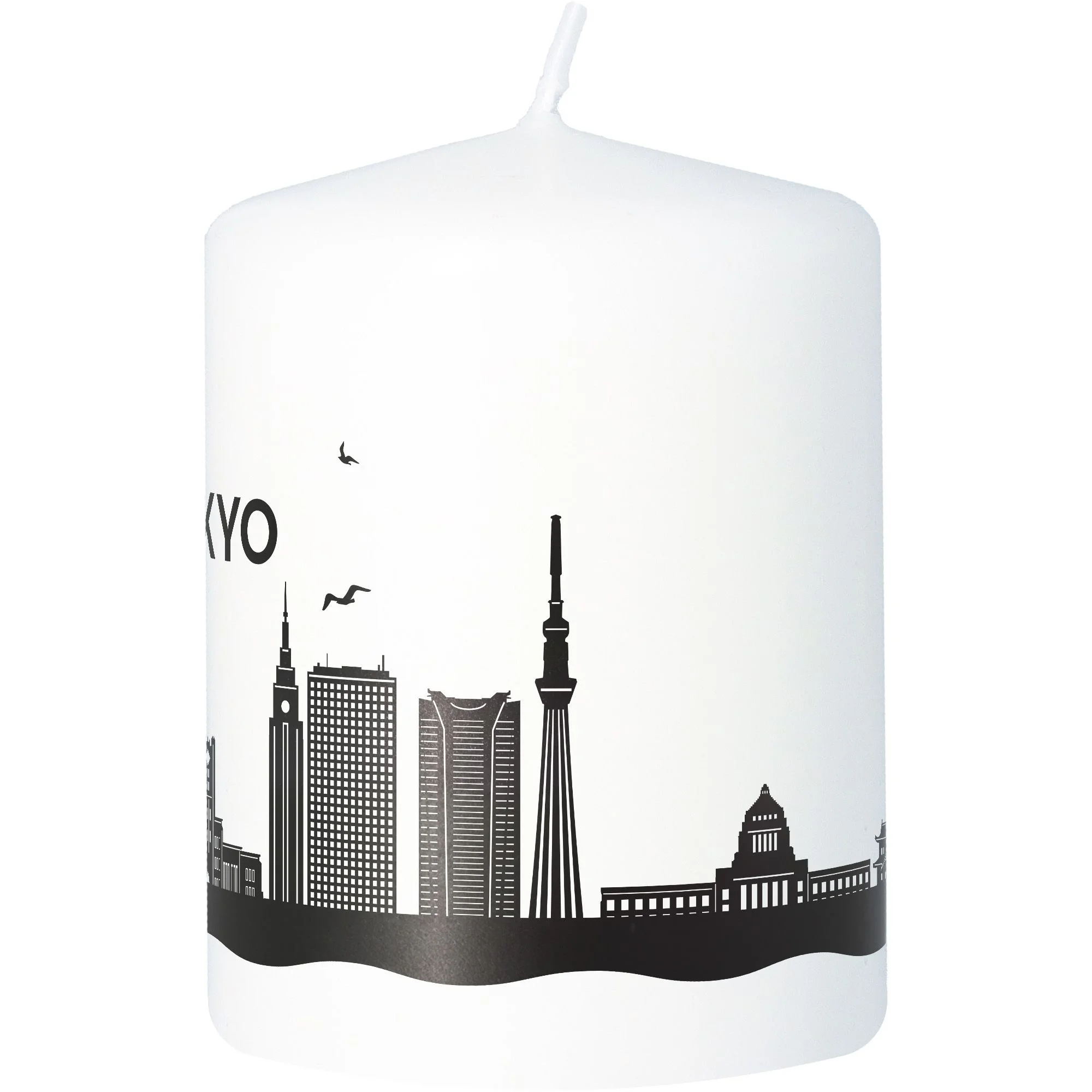 Kerzen, Kunststoffkerze, Stadt skyline, Schwarz-Weiß, Weißer Hintergrund