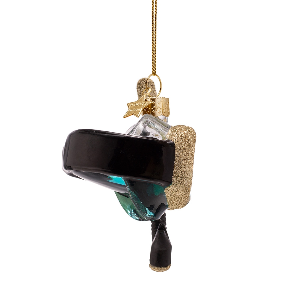 Weihnachtsbaumschmuck, Glasornament, schwarzes Glasornament, Glitzer, goldene Details