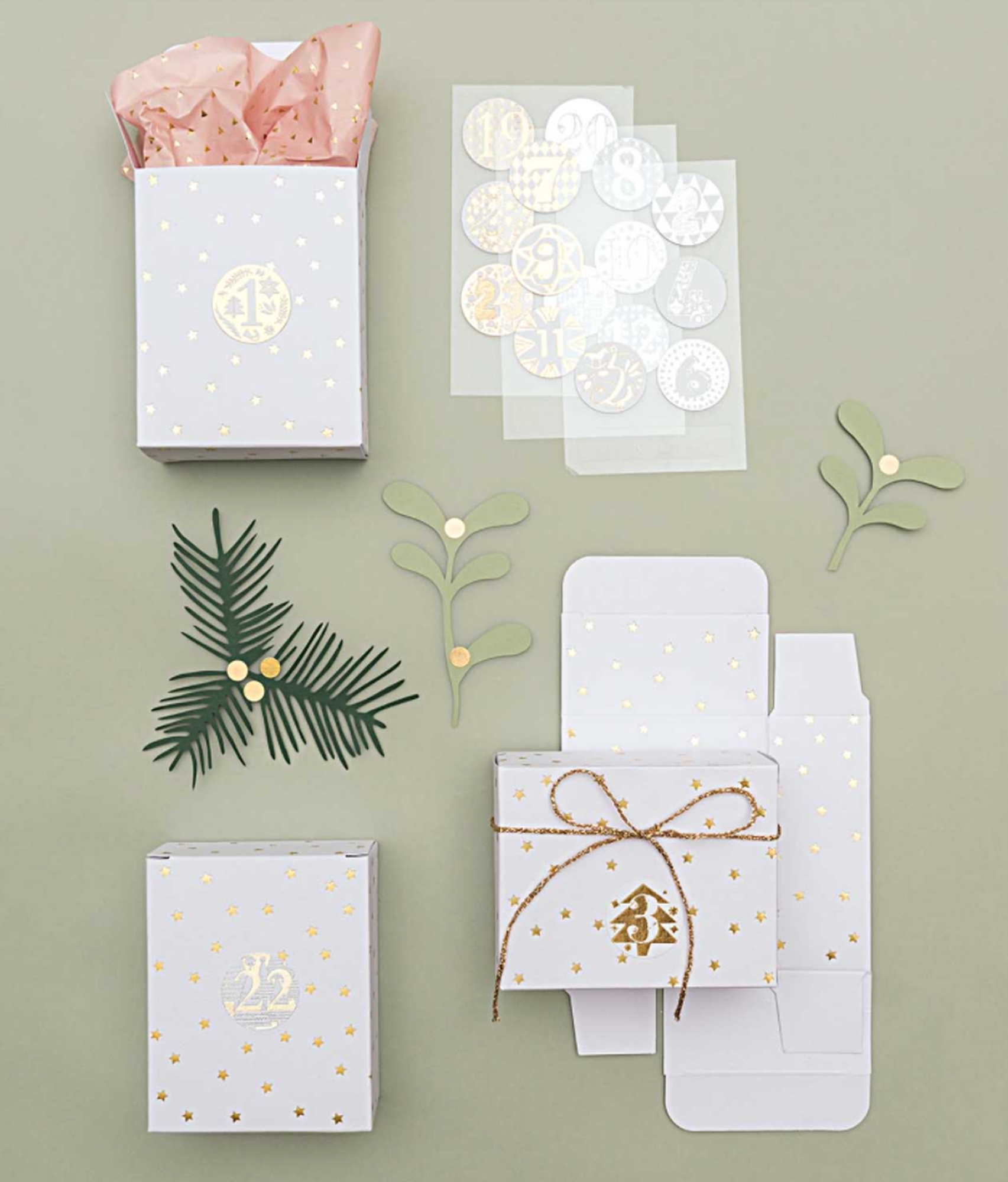 Adventskalender Boxen - Weiß / Gold Adventskalender Boxen - Weiß / Gold