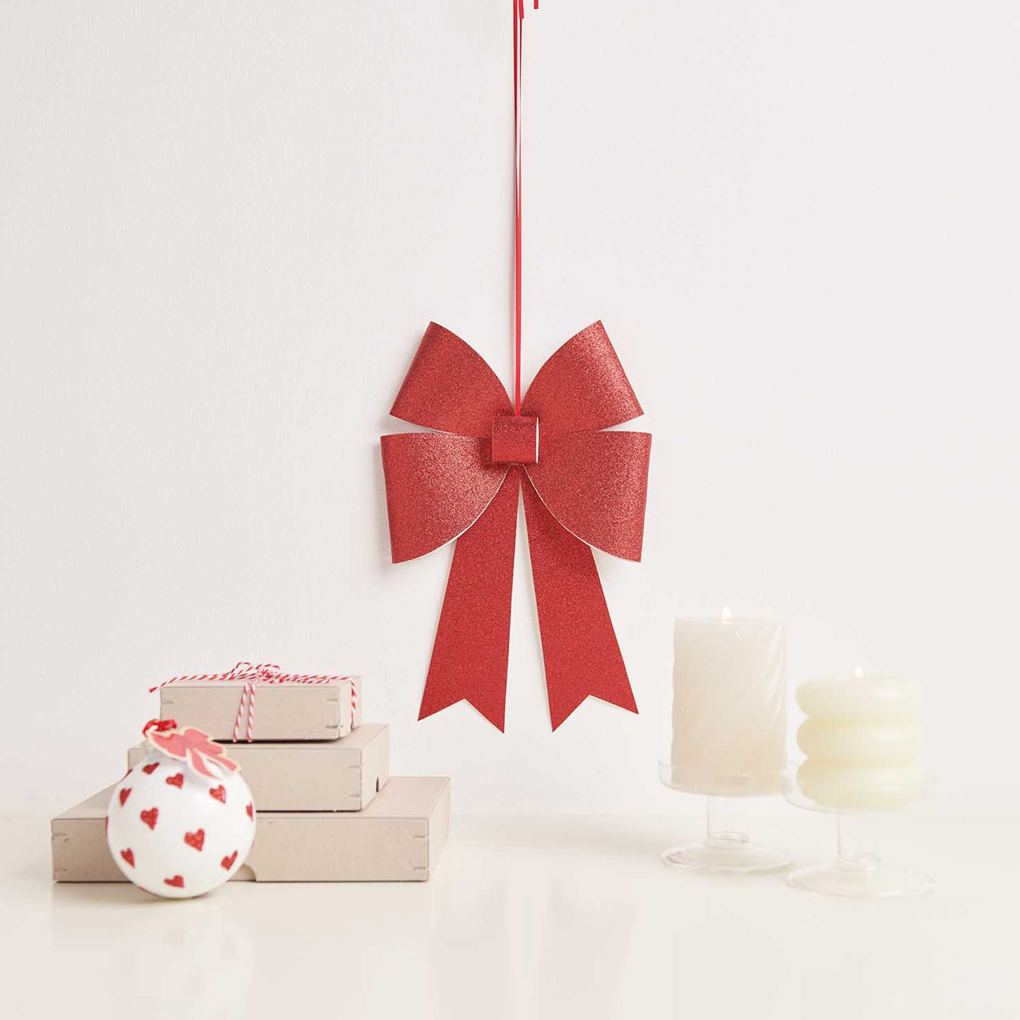 ae1aae6fbbde87b160b0ef4e7105f356d23e805b Bastelset XL-Weihnachtsschleife, Glitzer Rot Matt