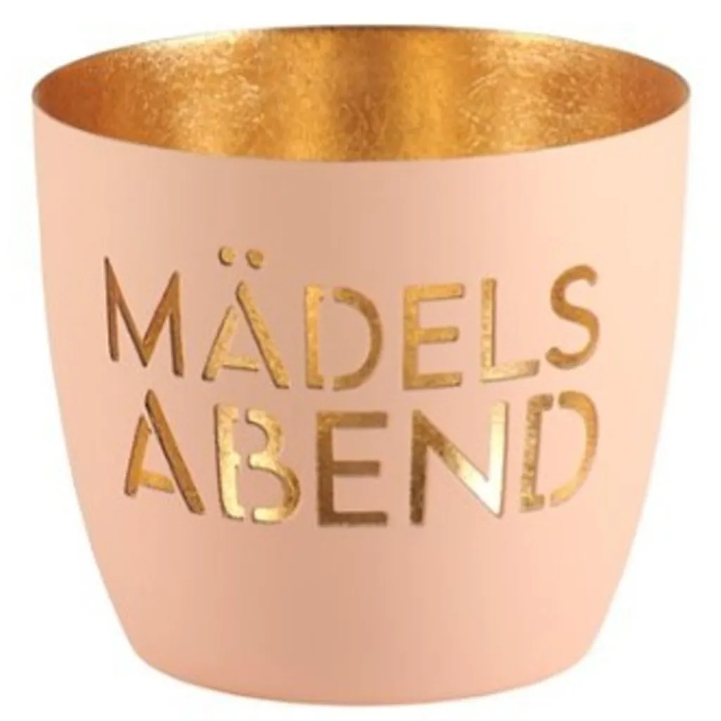 Madras Windlicht "Mädelsabend", Altrosa/Gold - M