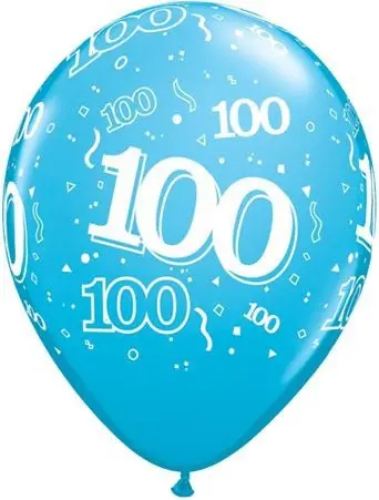 Qualatex Latexballon 100. Geburtstag verschiedene Farben Ø 30cm